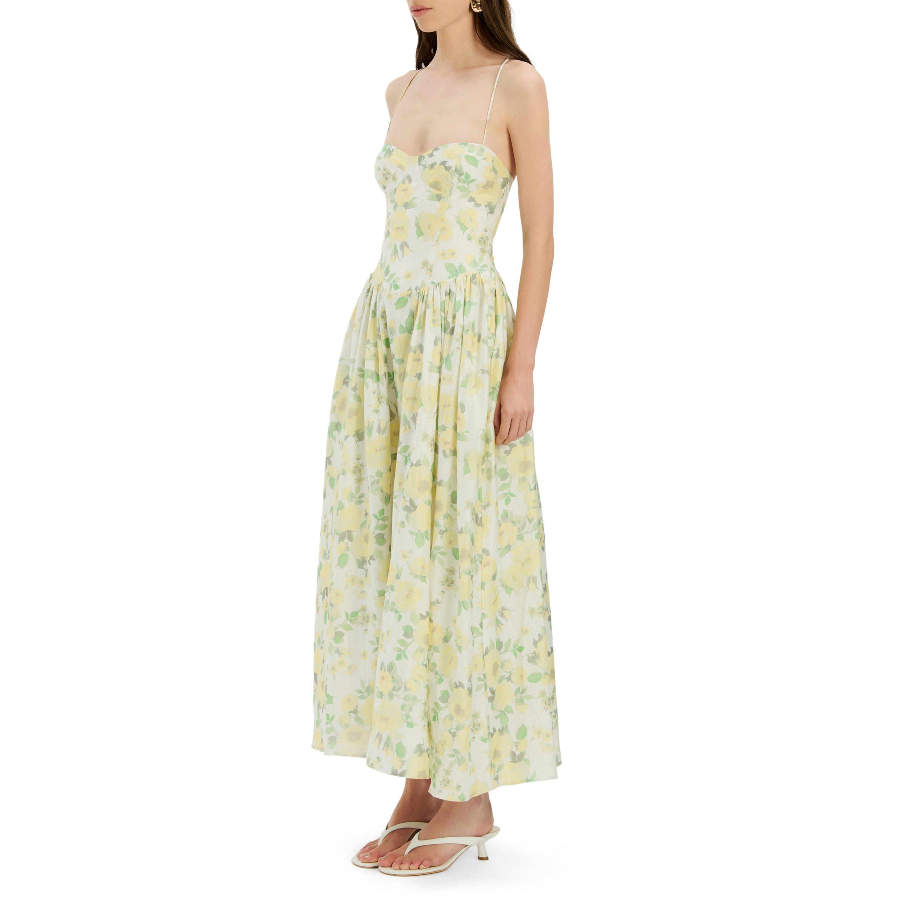 Yellow - Bardot - Women's Estie Printed Floral Cotton Evening Maxi Dress - 6