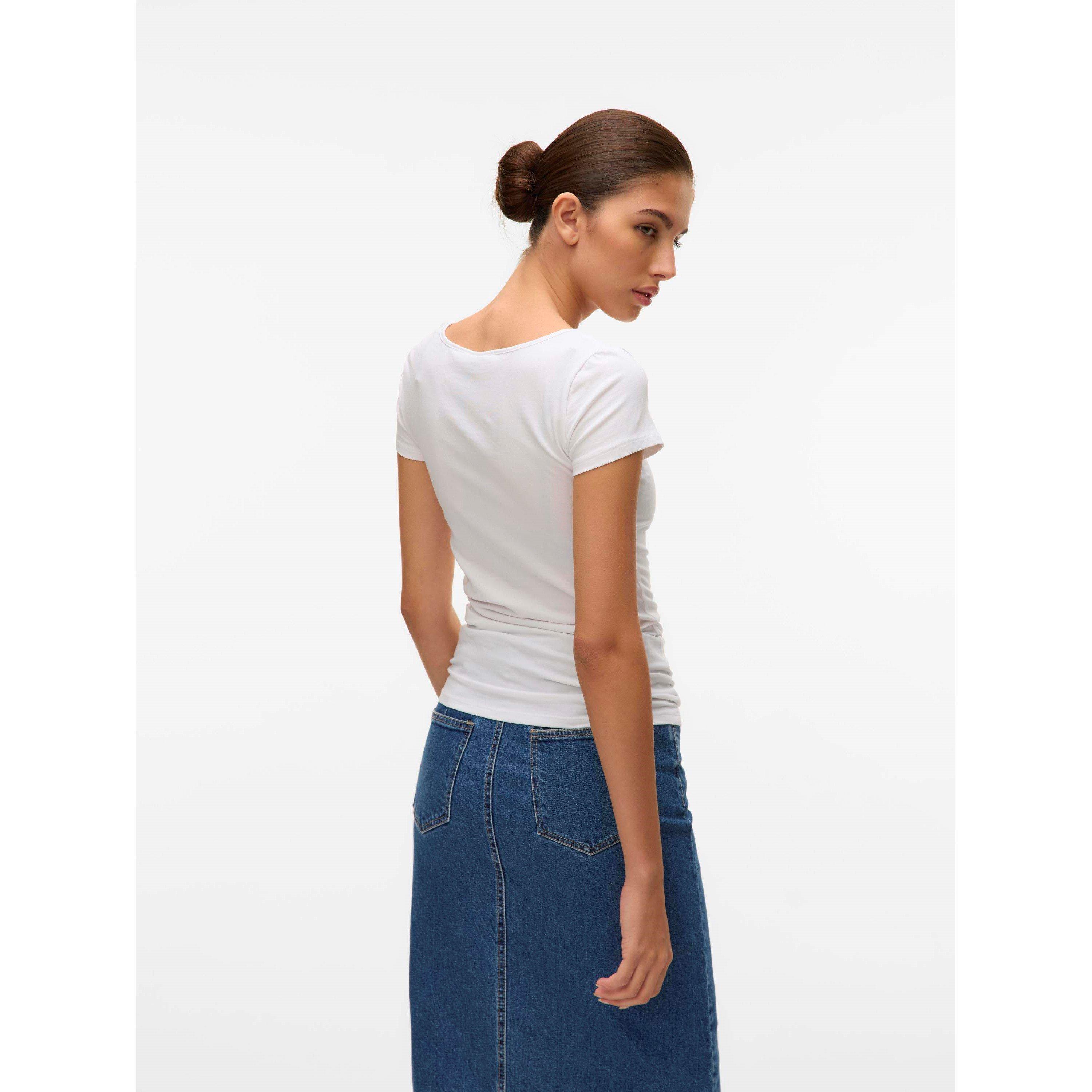 Bright White - Vero Moda - Women's Soft U-Neck T-Shirt - 3