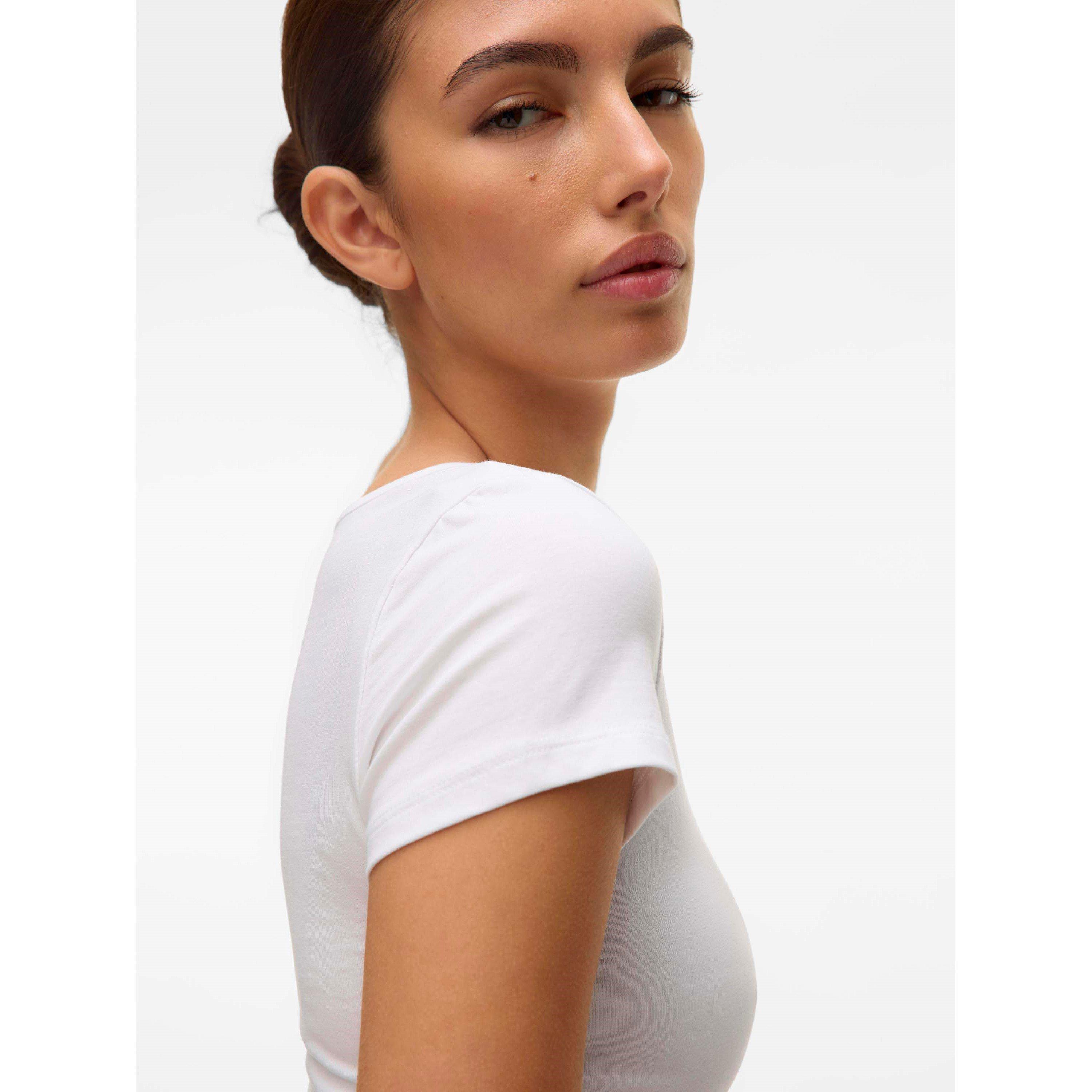 Bright White - Vero Moda - Women's Soft U-Neck T-Shirt - 4
