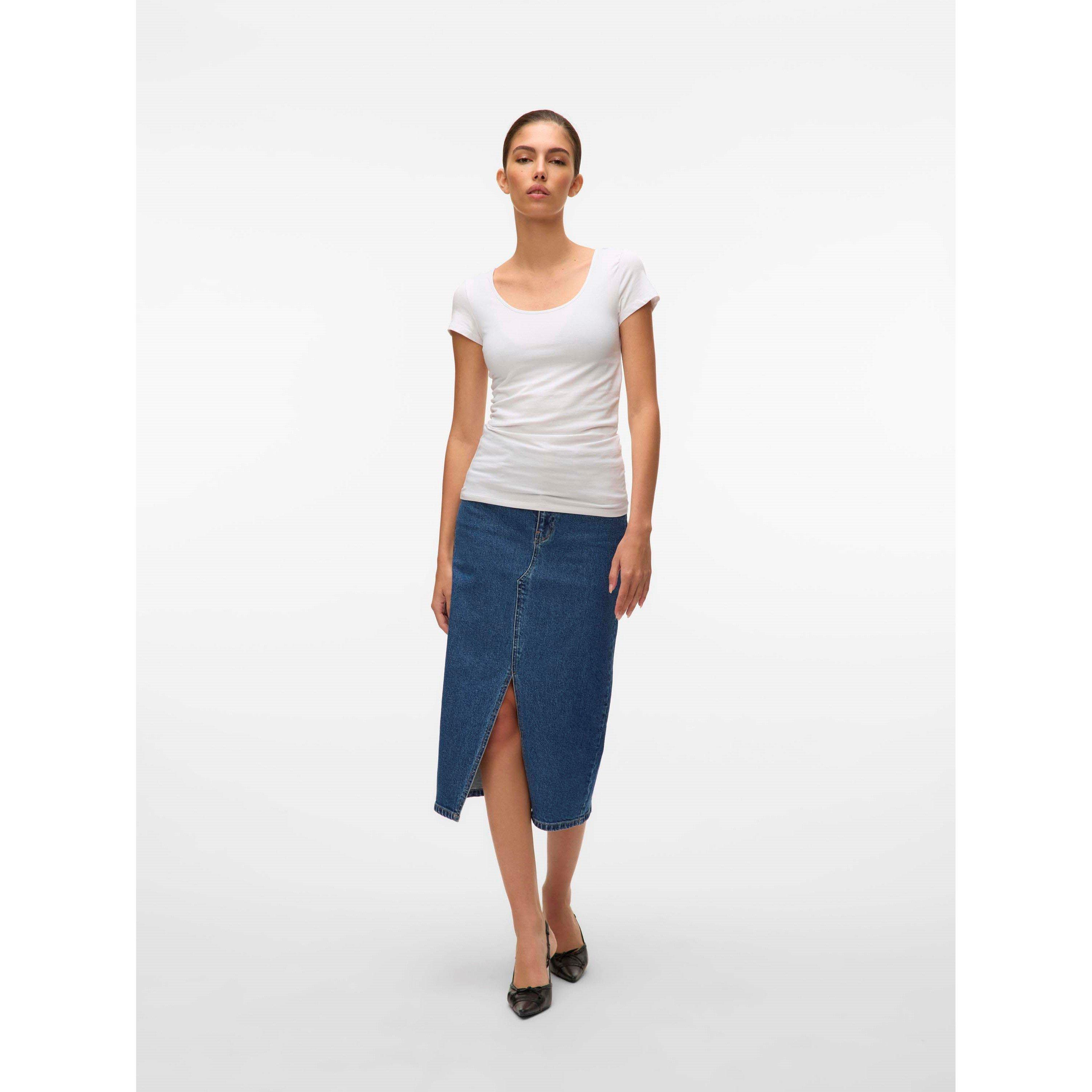 Bright White - Vero Moda - Women's Soft U-Neck T-Shirt - 6