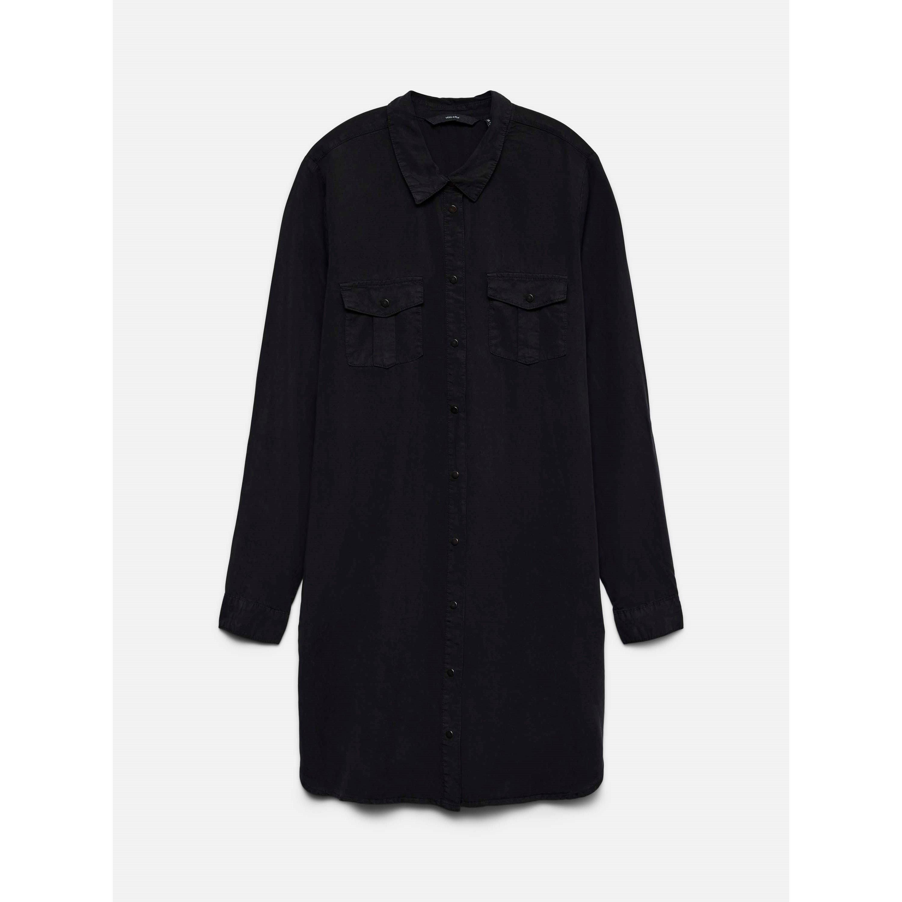 Vero Moda Women's Sigga Long Sleeve Shirt Dress - Black - 12 (M)