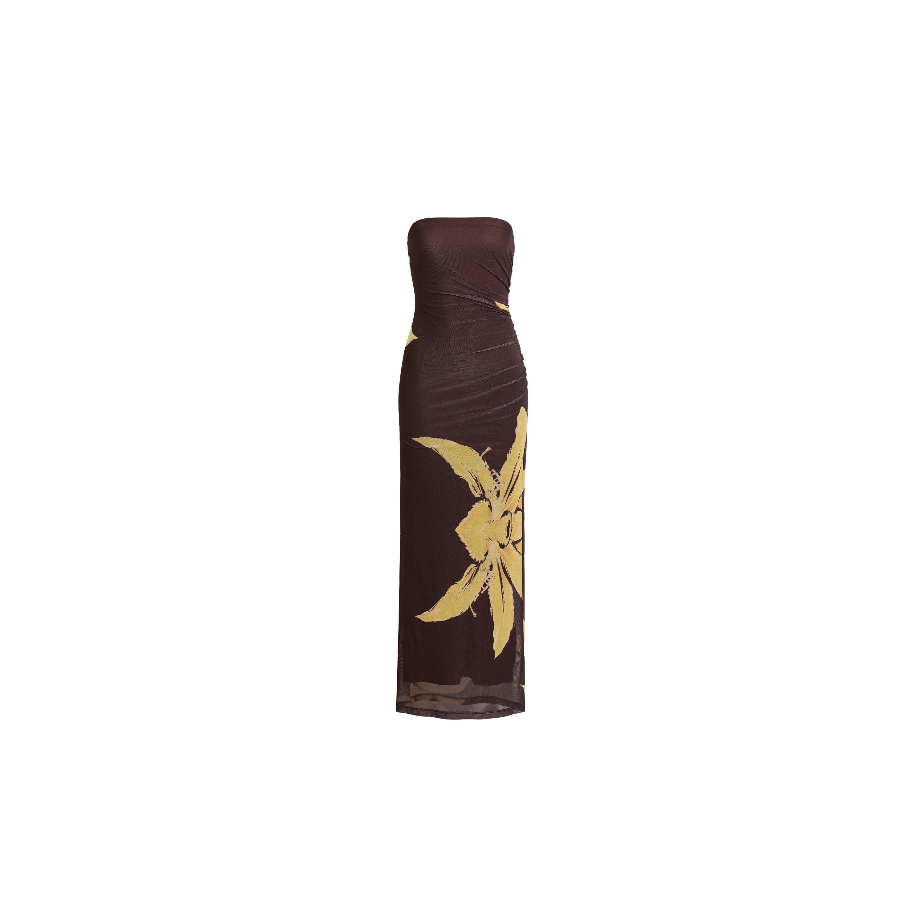 Bardot Womens Ciera Mesh Maxi Dress - Chocolate - L