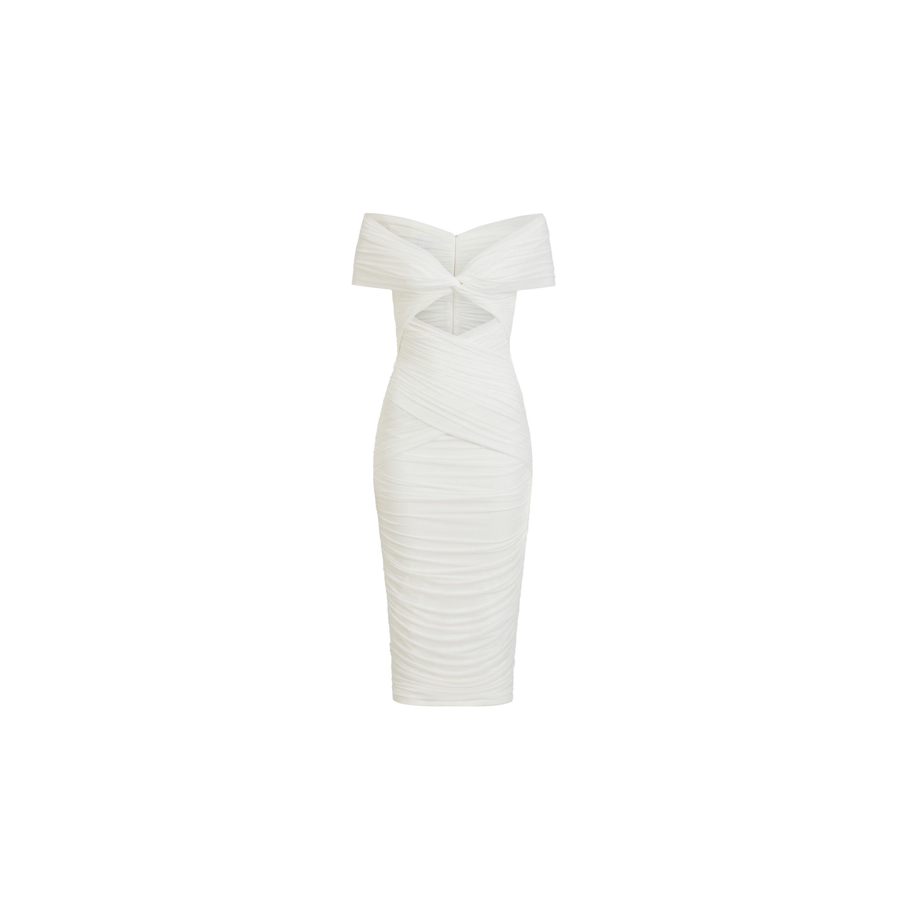Ivory - Bardot - Priah Gathered Mesh Midi Dress - 1