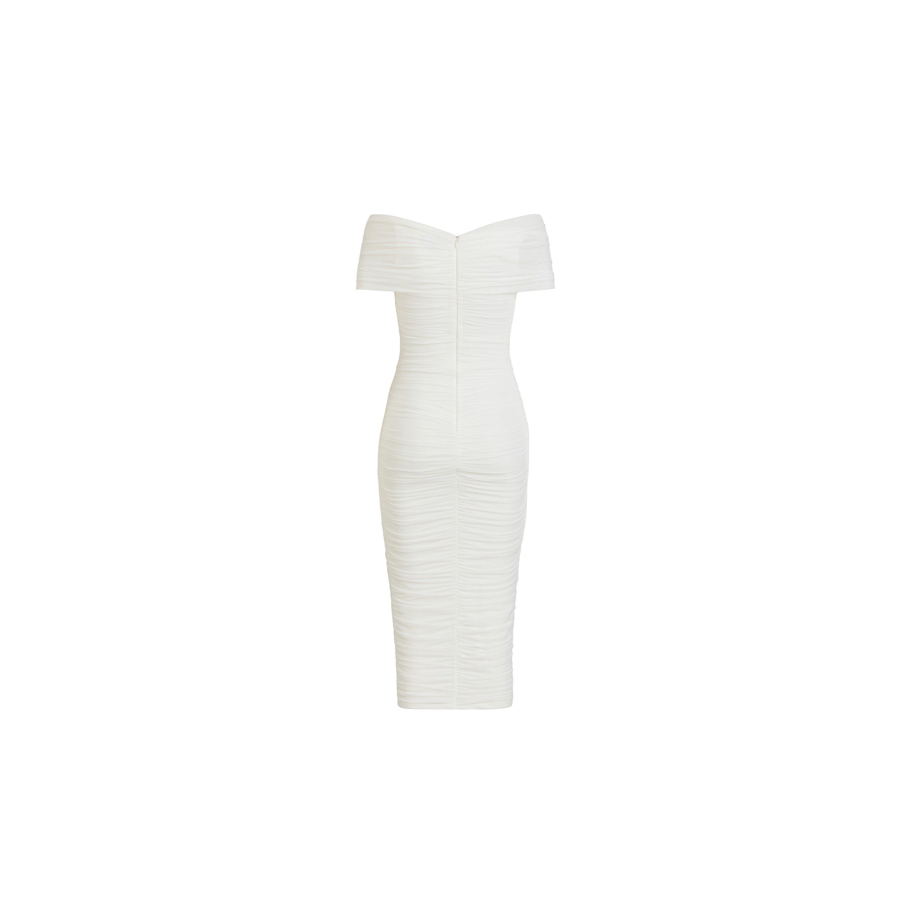 Ivory - Bardot - Priah Gathered Mesh Midi Dress - 3
