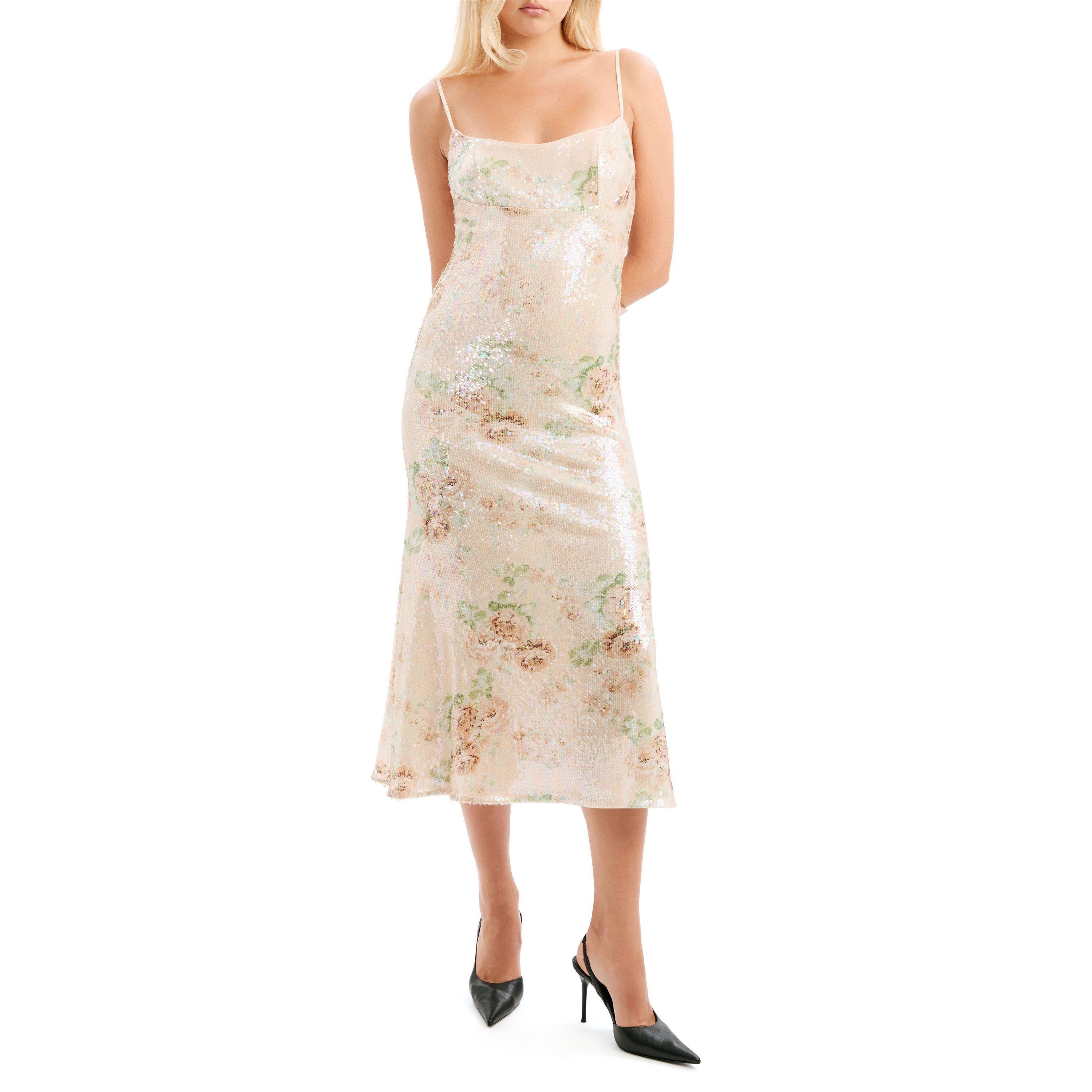 Beige - Bardot - Womens Adoni Sequin Mesh Midi Dress - 4