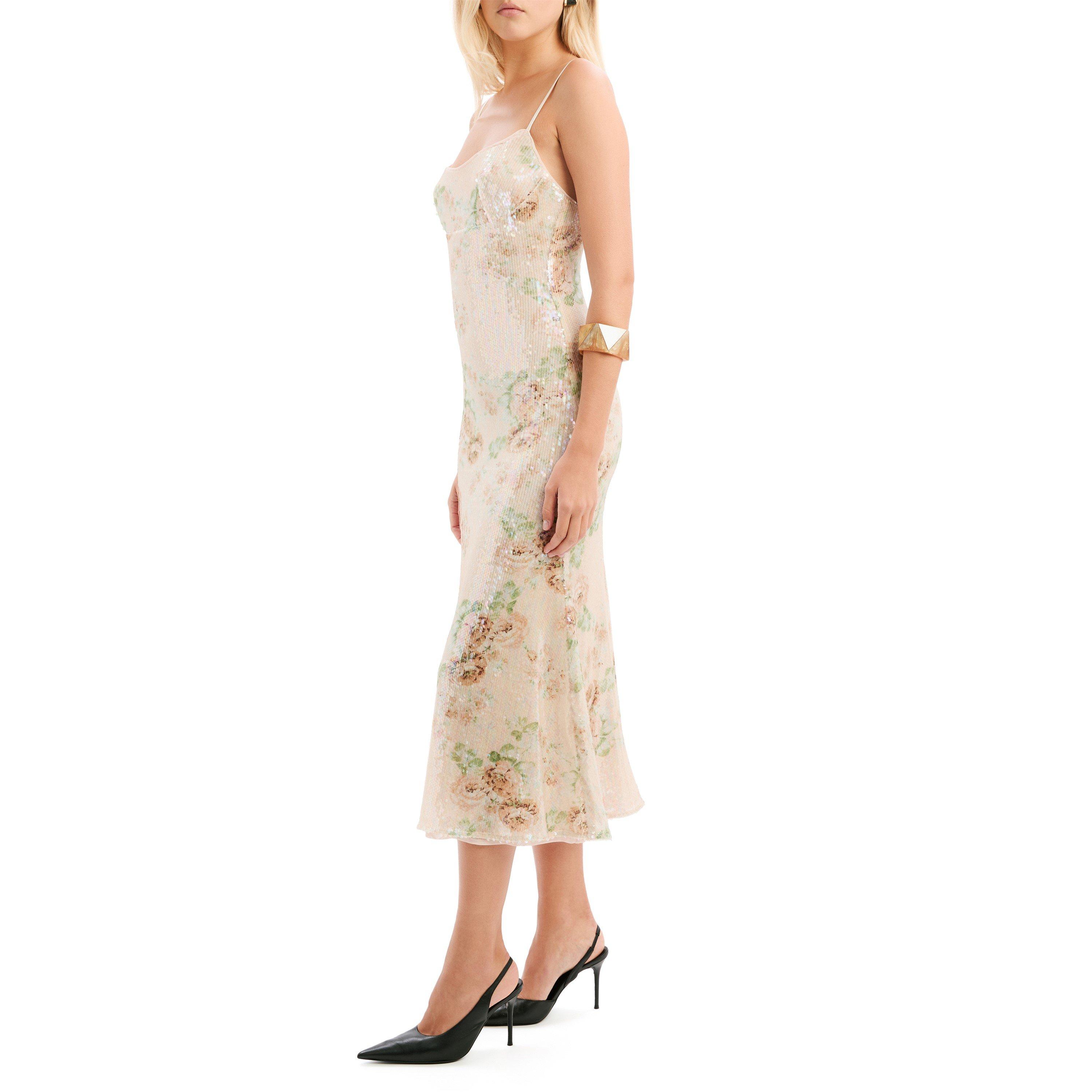 Beige - Bardot - Womens Adoni Sequin Mesh Midi Dress - 5