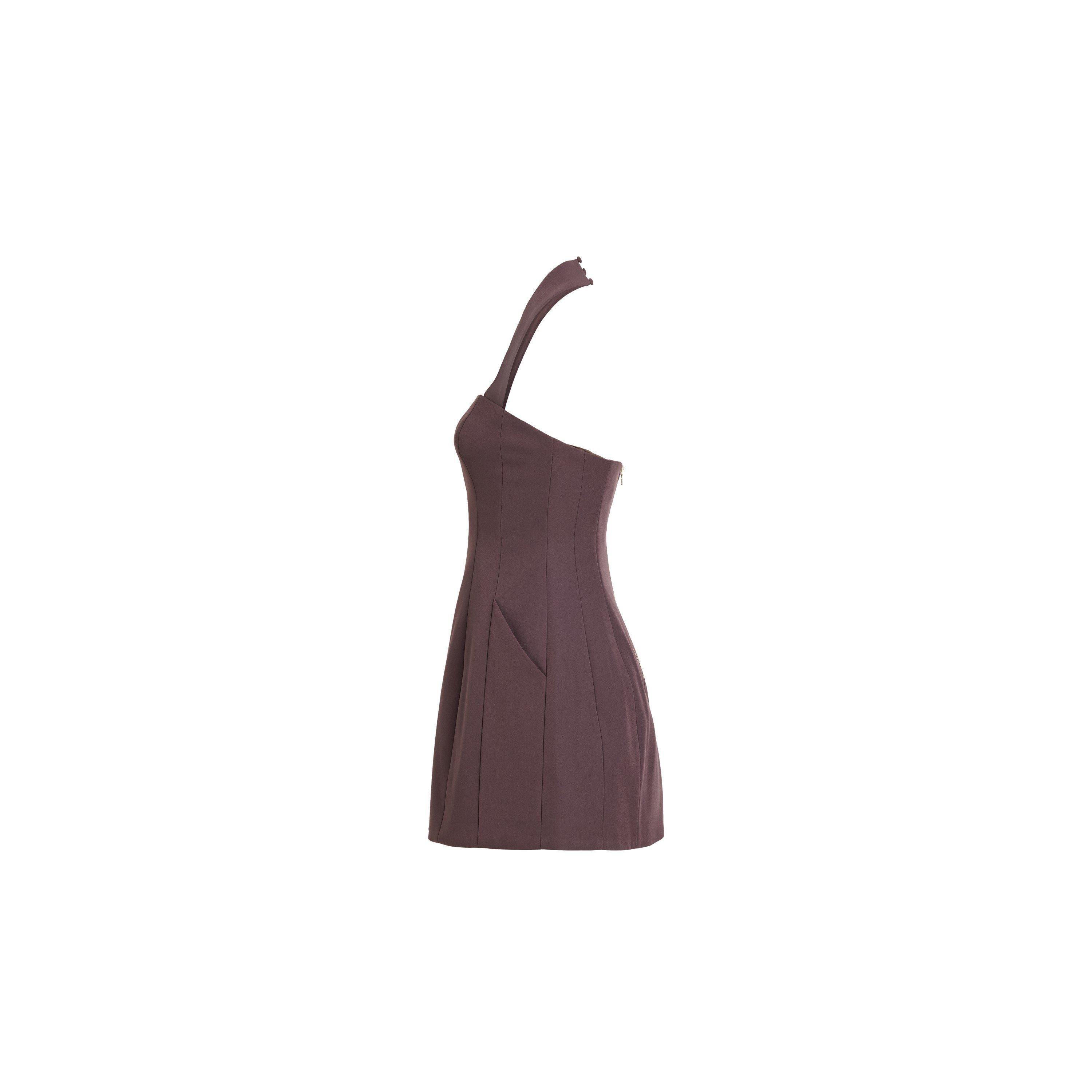 Chocolate - Bardot - Womens Nevelle Halter Mini Dress - 2