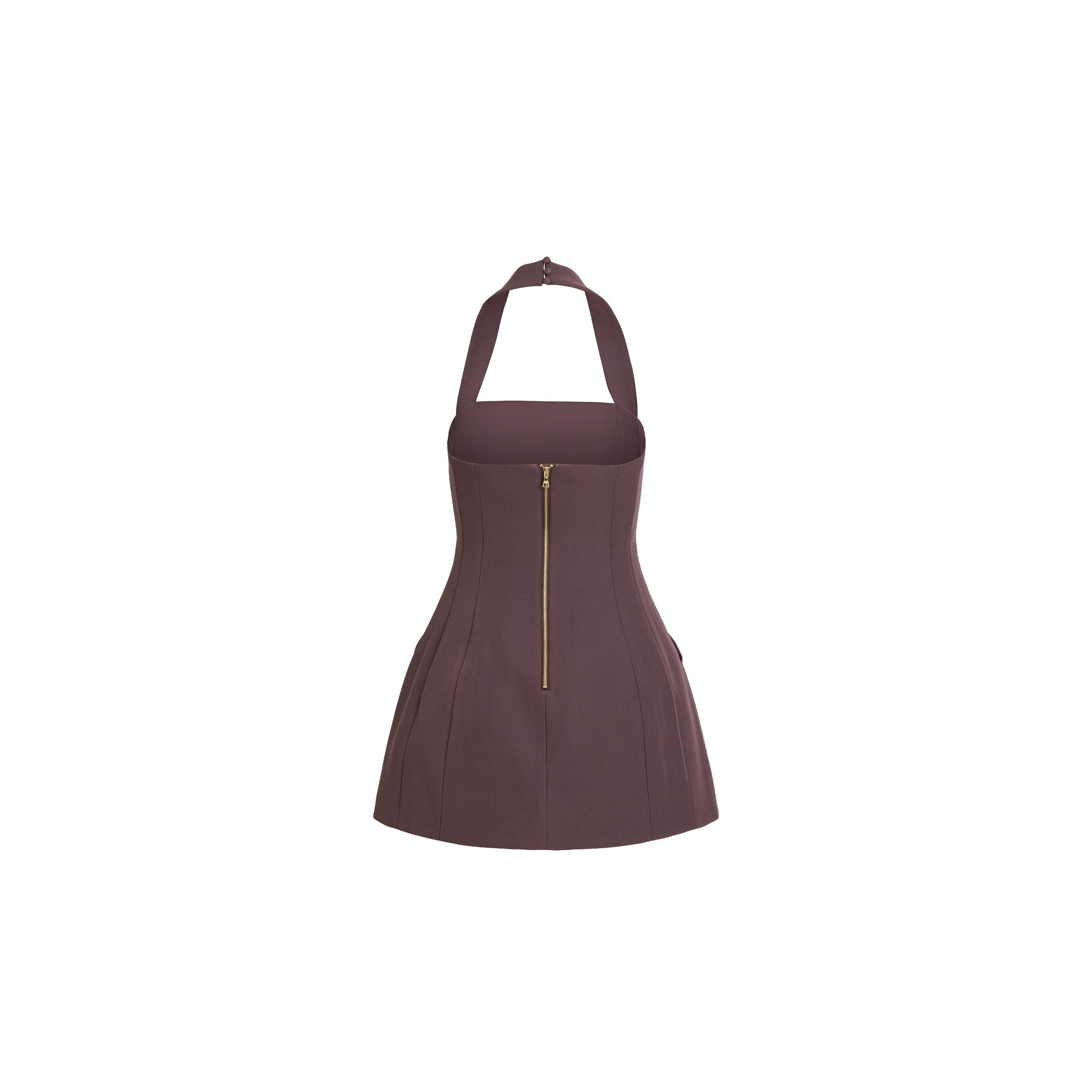 Chocolate - Bardot - Womens Nevelle Halter Mini Dress - 3