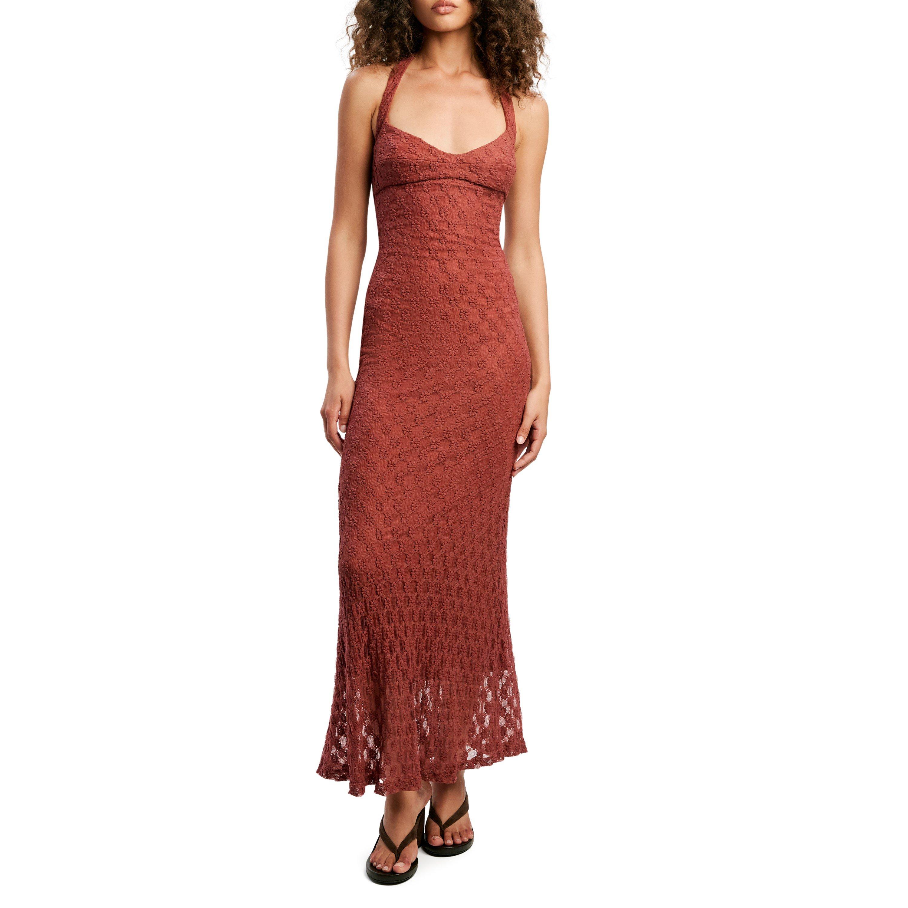 Copper - Bardot - Womens Mariko Halter Neck Long Maxi Dress - 4