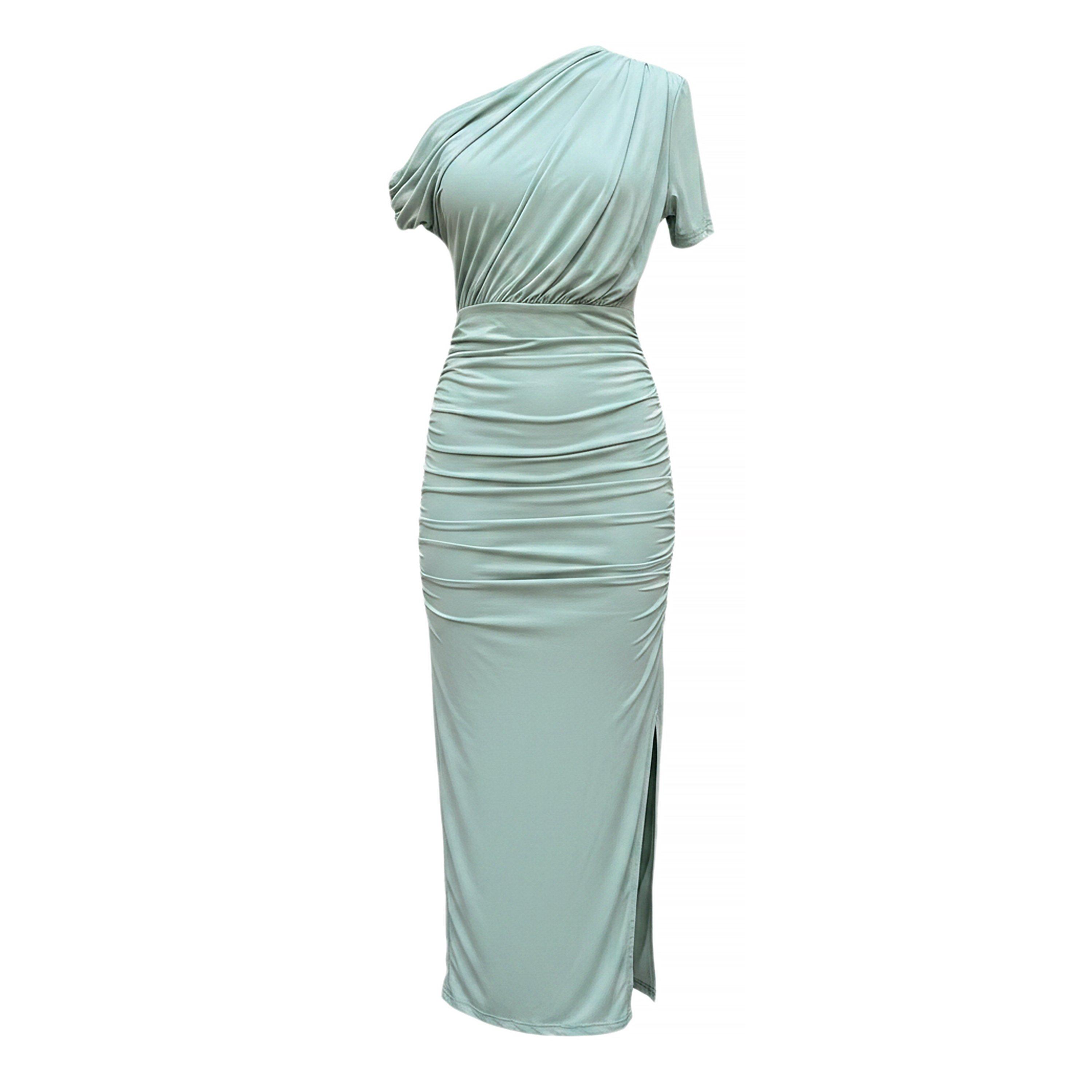 Duck Egg - AX Paris - Duck Egg Off The Shoulder Draped Top Midi Dress - 1