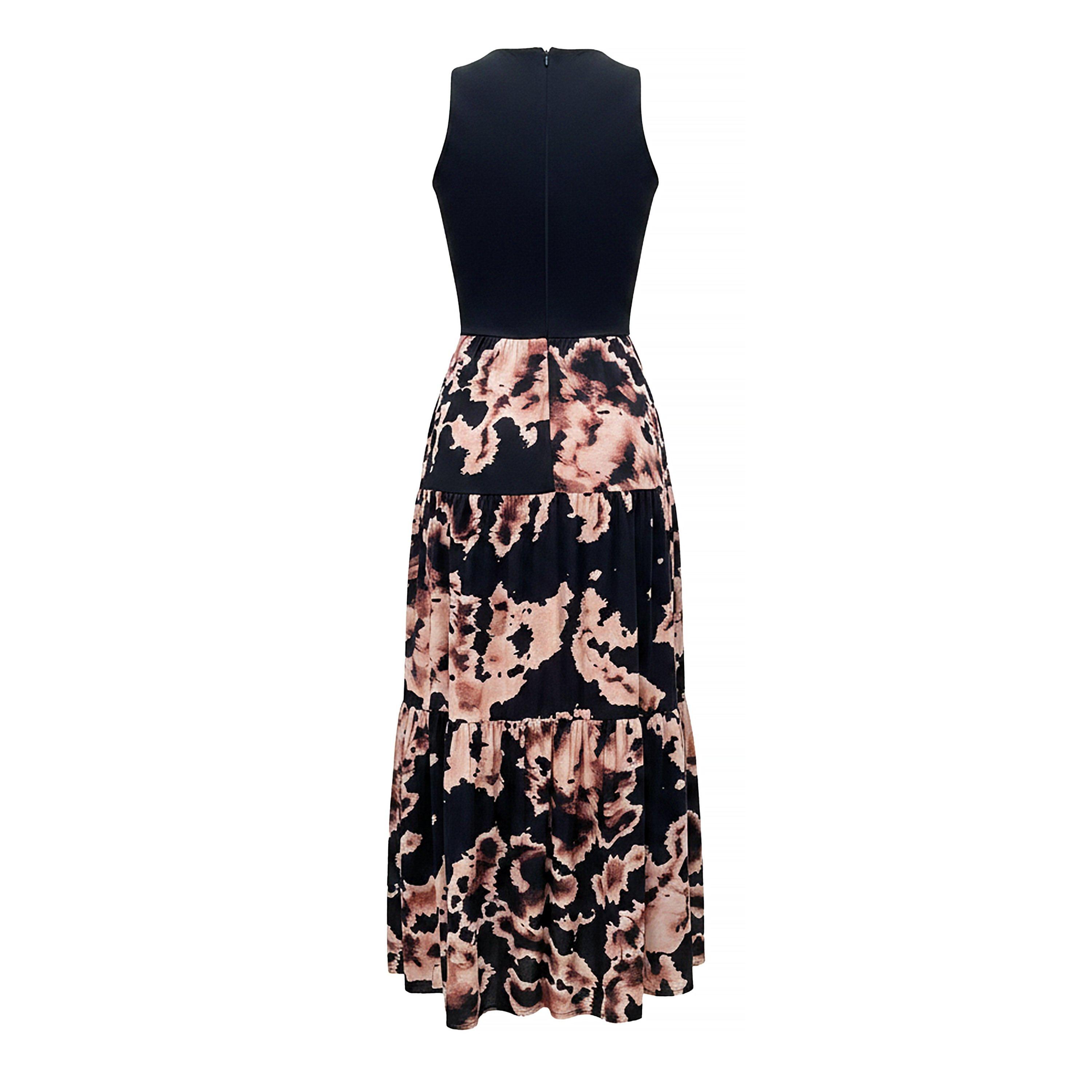 Black - AX Paris - Black Abstract Print 2 In 1 Smock Midi Dress - 2