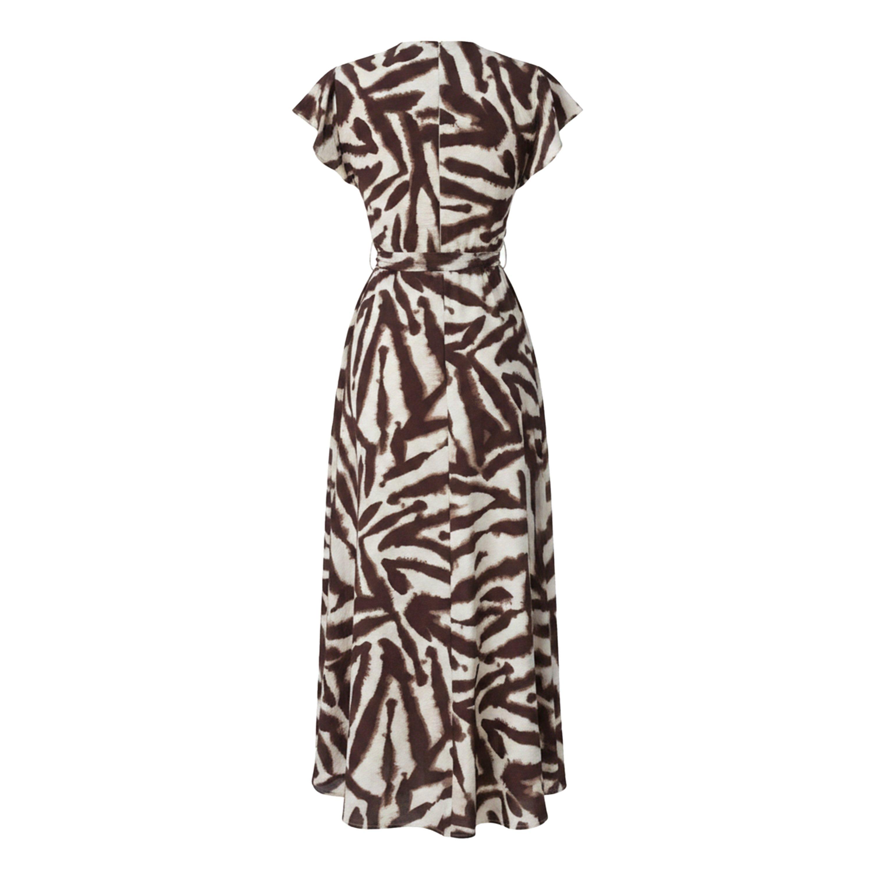 Marrón - AX Paris - Brown Animal Print Belted Wrap Midi Dress - 2
