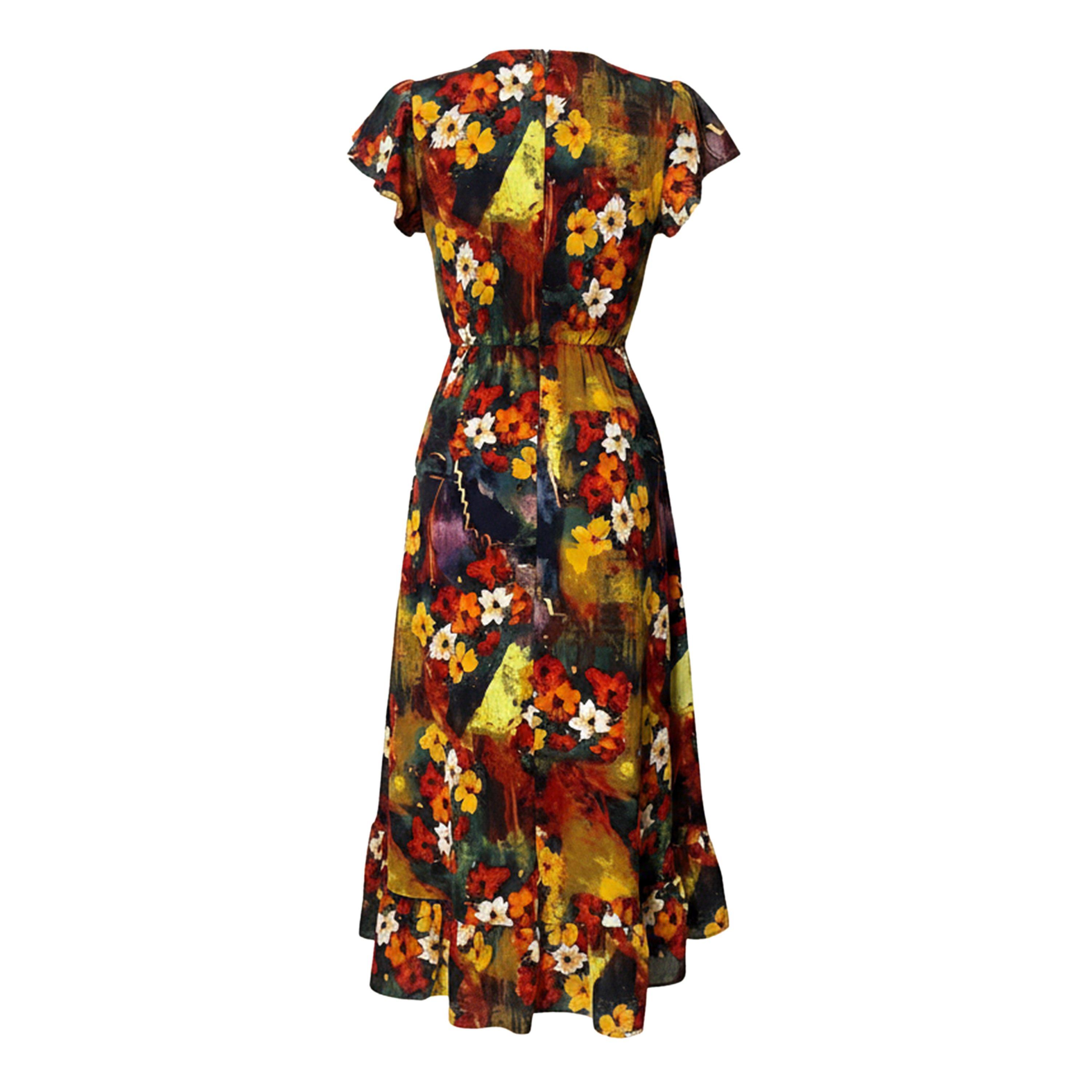 Multi - AX Paris - Multi Floral Print Frill Hem Wrap Midi Dress - 2