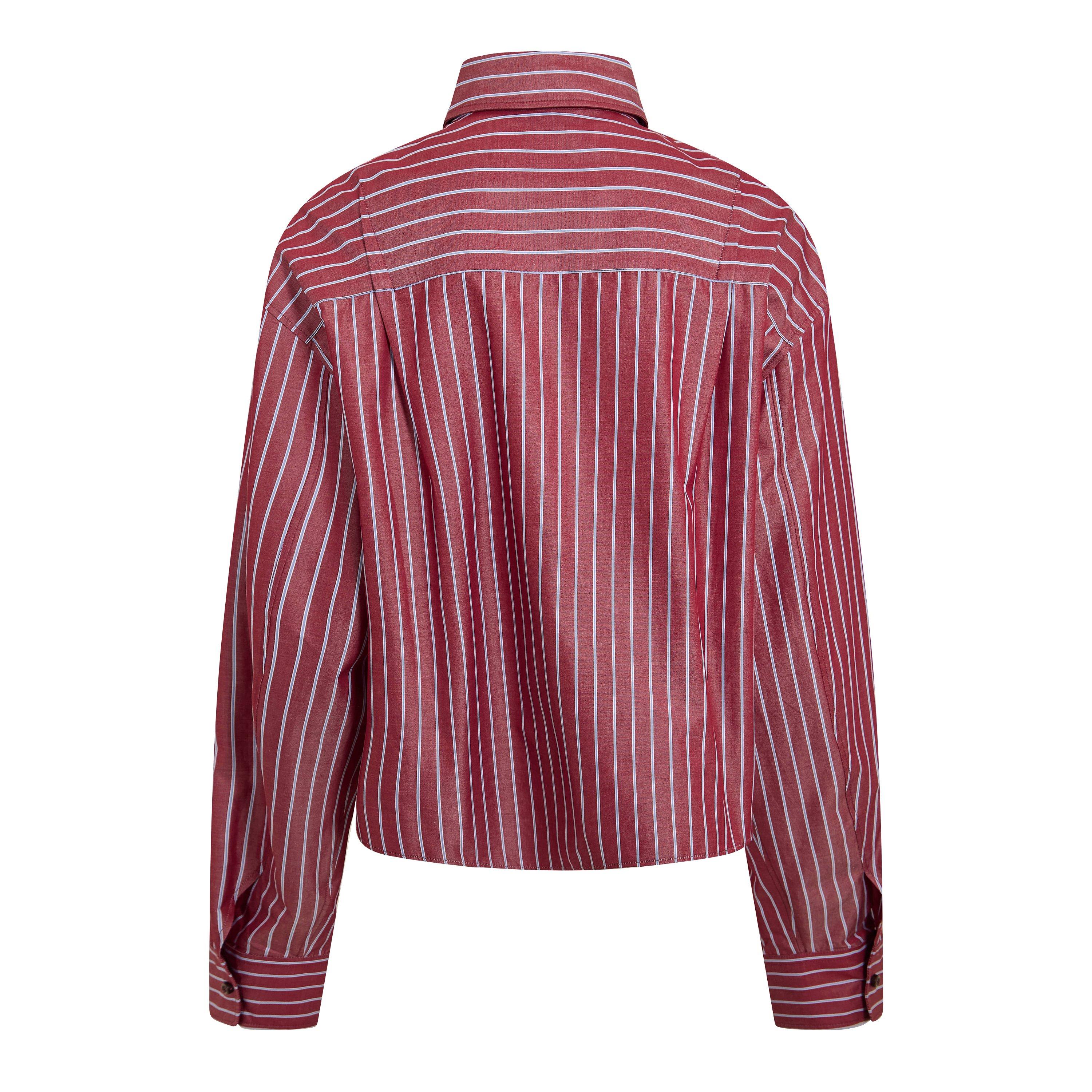 Rouge Noir/Blue - The Andamane - Women's Georgiana Crop Long Sleeve Patterned Shirt - 2
