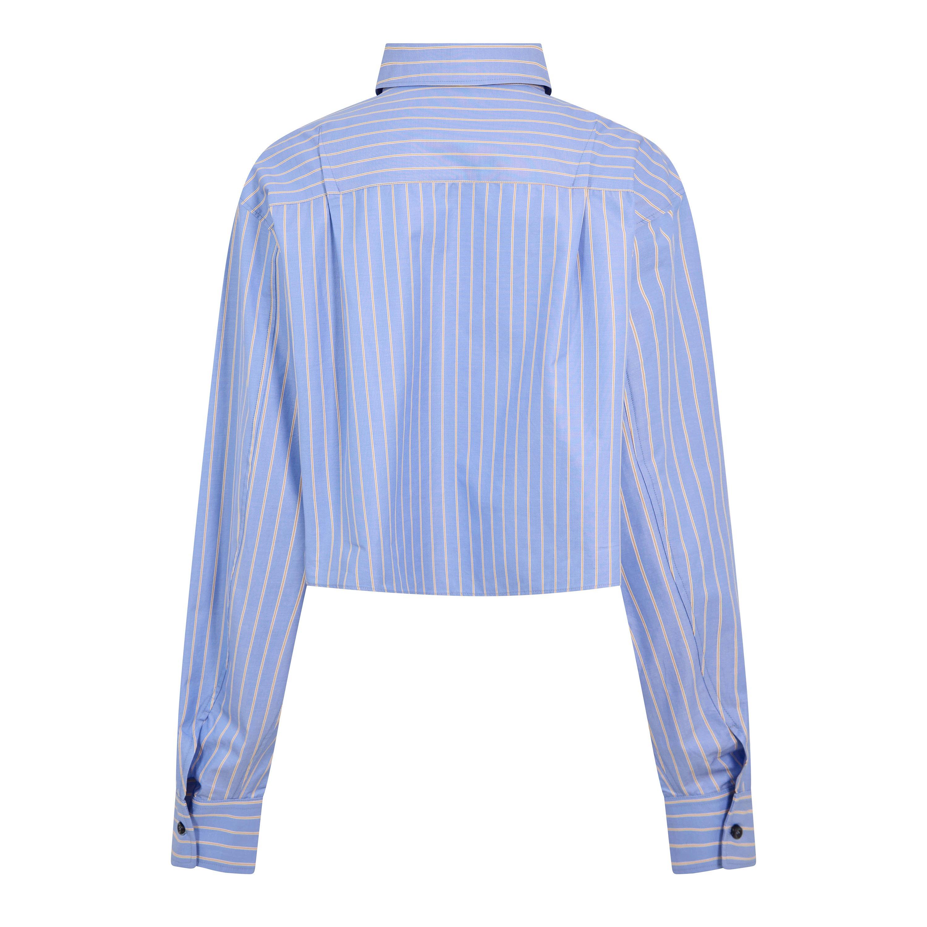 Blue/Saffron - The Andamane - Women's Georgiana Crop Long Sleeve Patterned Shirt - 2