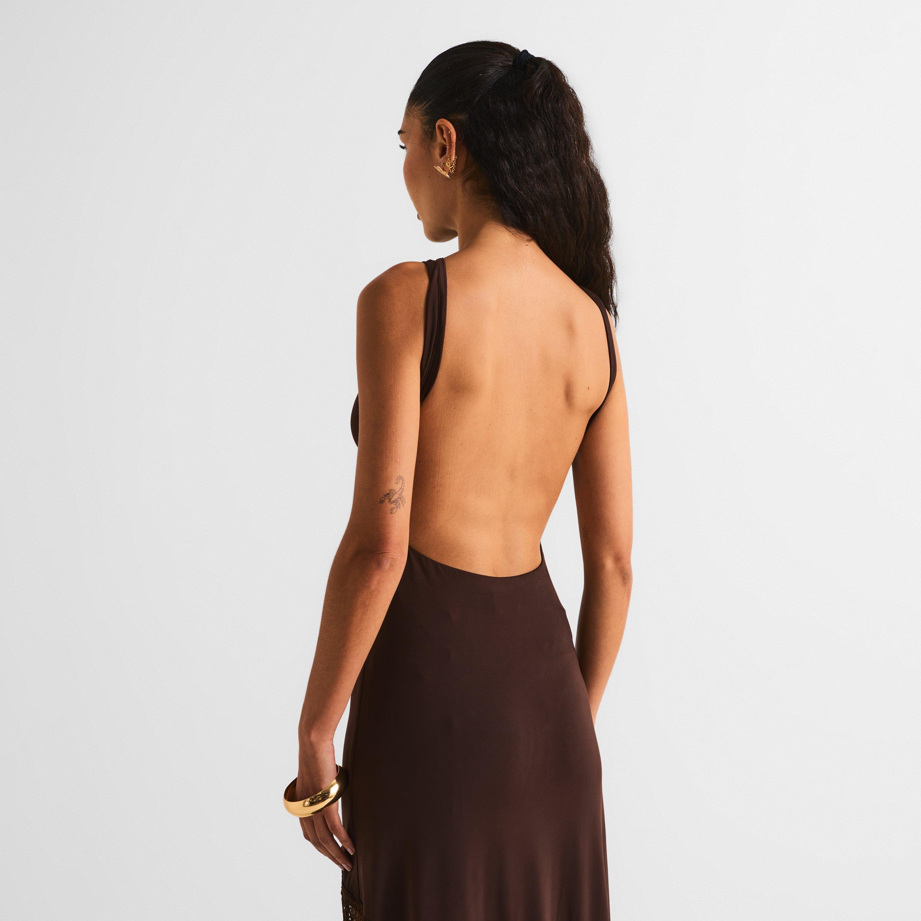 Dark Brown - The Andamane - Women's Marisol Fringe Long Maxi Dress - 4