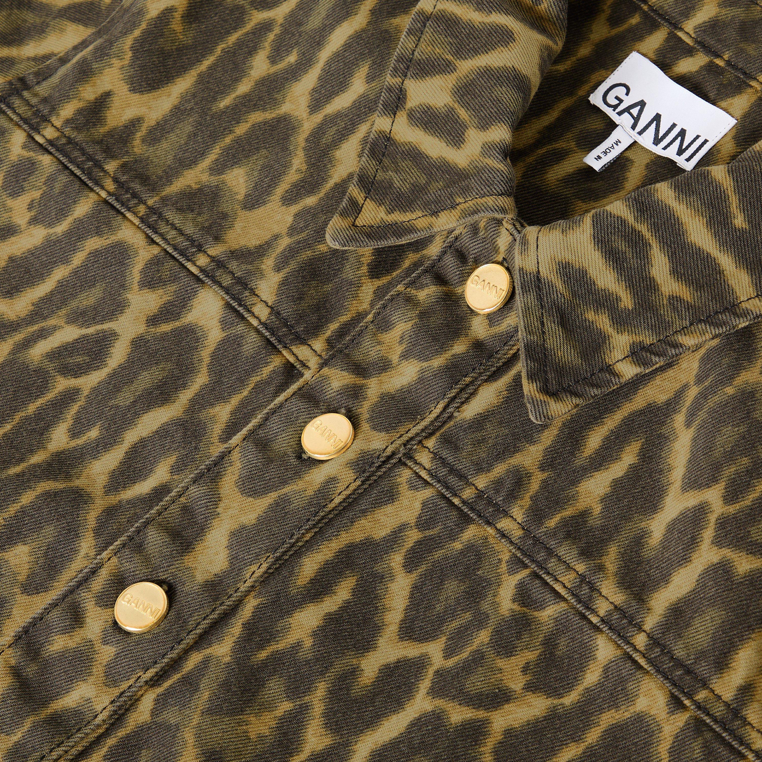 Khaki - Ganni - Women's Printed Denim Mini Dress - 5