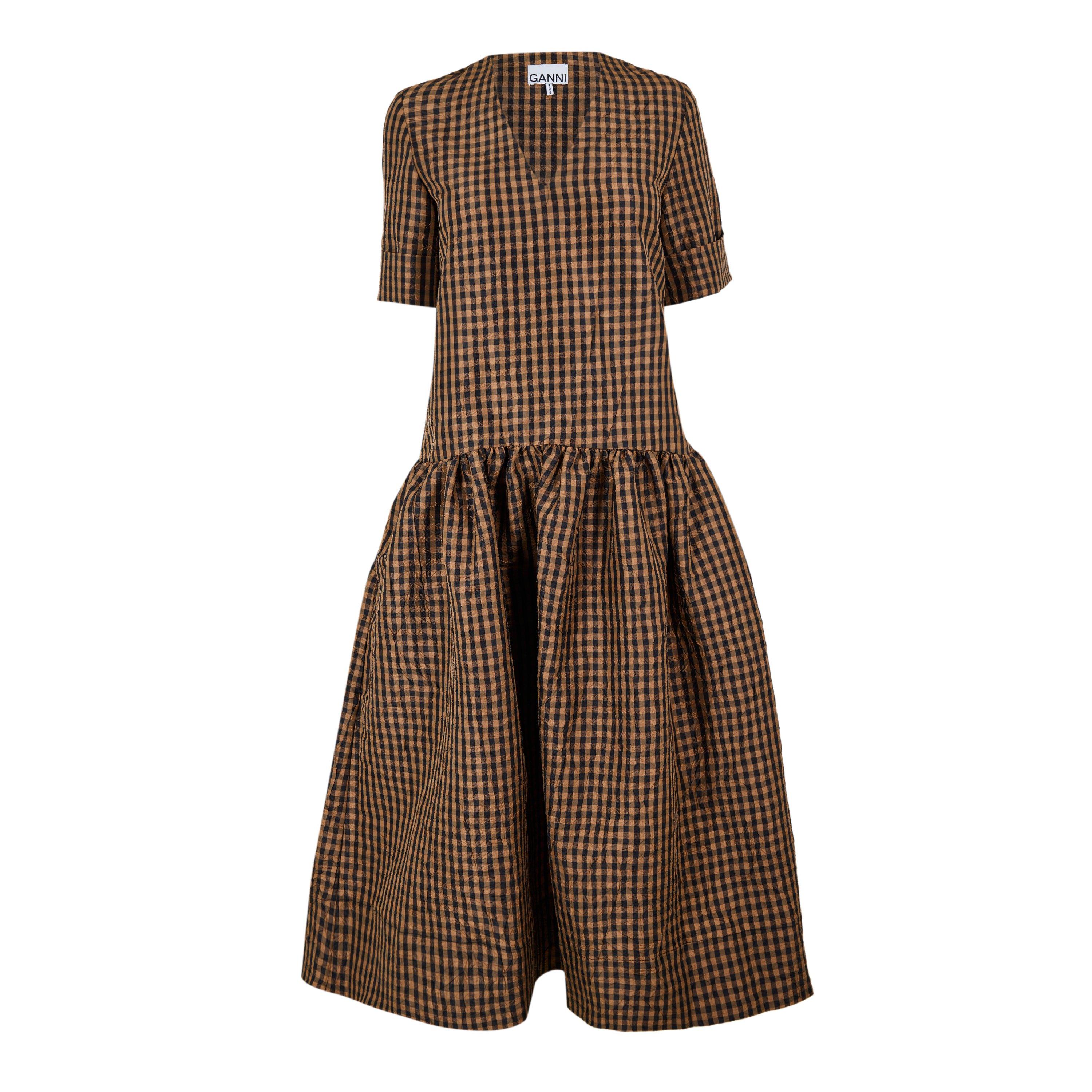 Ganni Women's Crkle Taf Long Maxi Dress - Tobacco Brown - Size 10 (36)