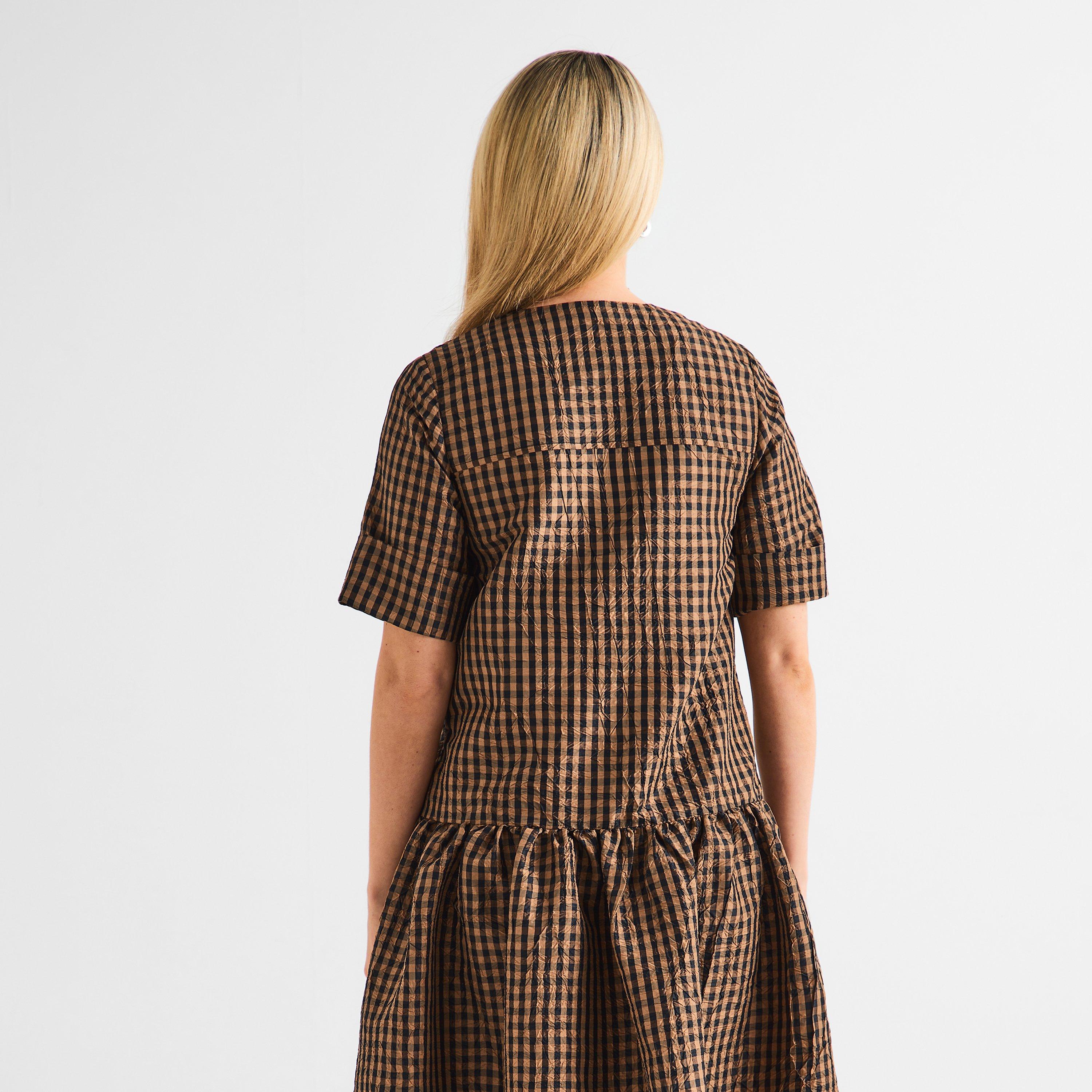 Tobacco Brown - Ganni - Ganni Crkle Taf Dres Ld62 - 4