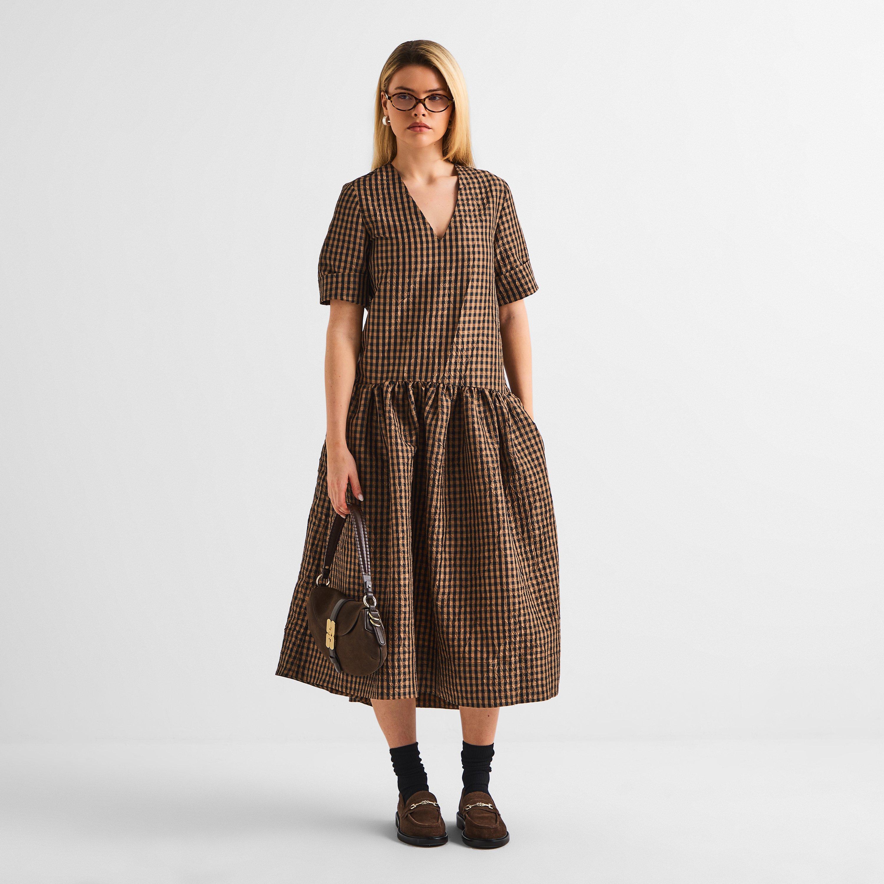 Tobacco Brown - Ganni - Ganni Crkle Taf Dres Ld62 - 6