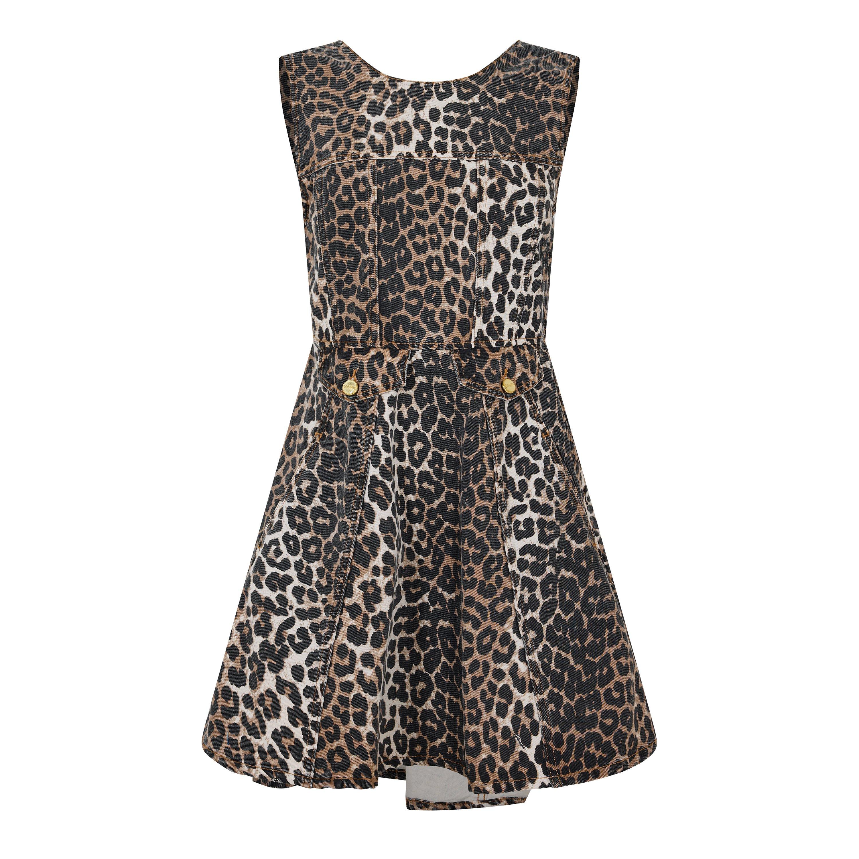Ganni Women's Printed Denim Mini Dress - Almond Milk - Size 14 (40)