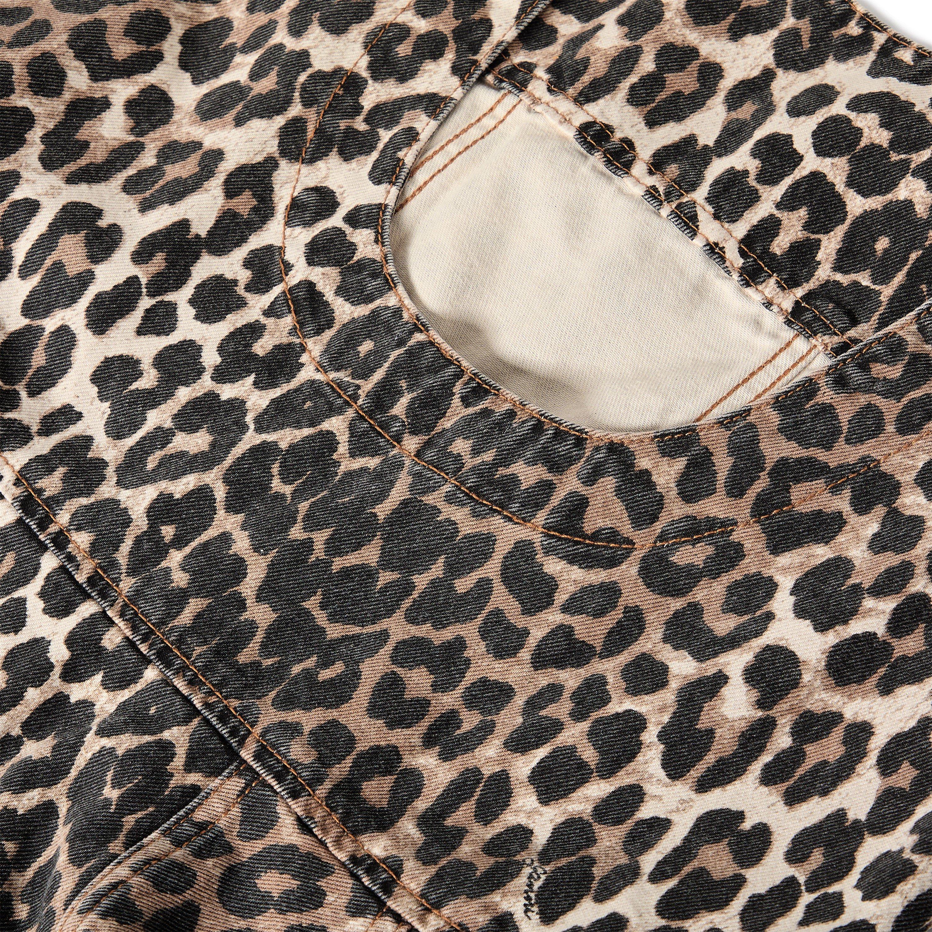 Almond Milk - Ganni - Women's Printed Denim Mini Dress - 5