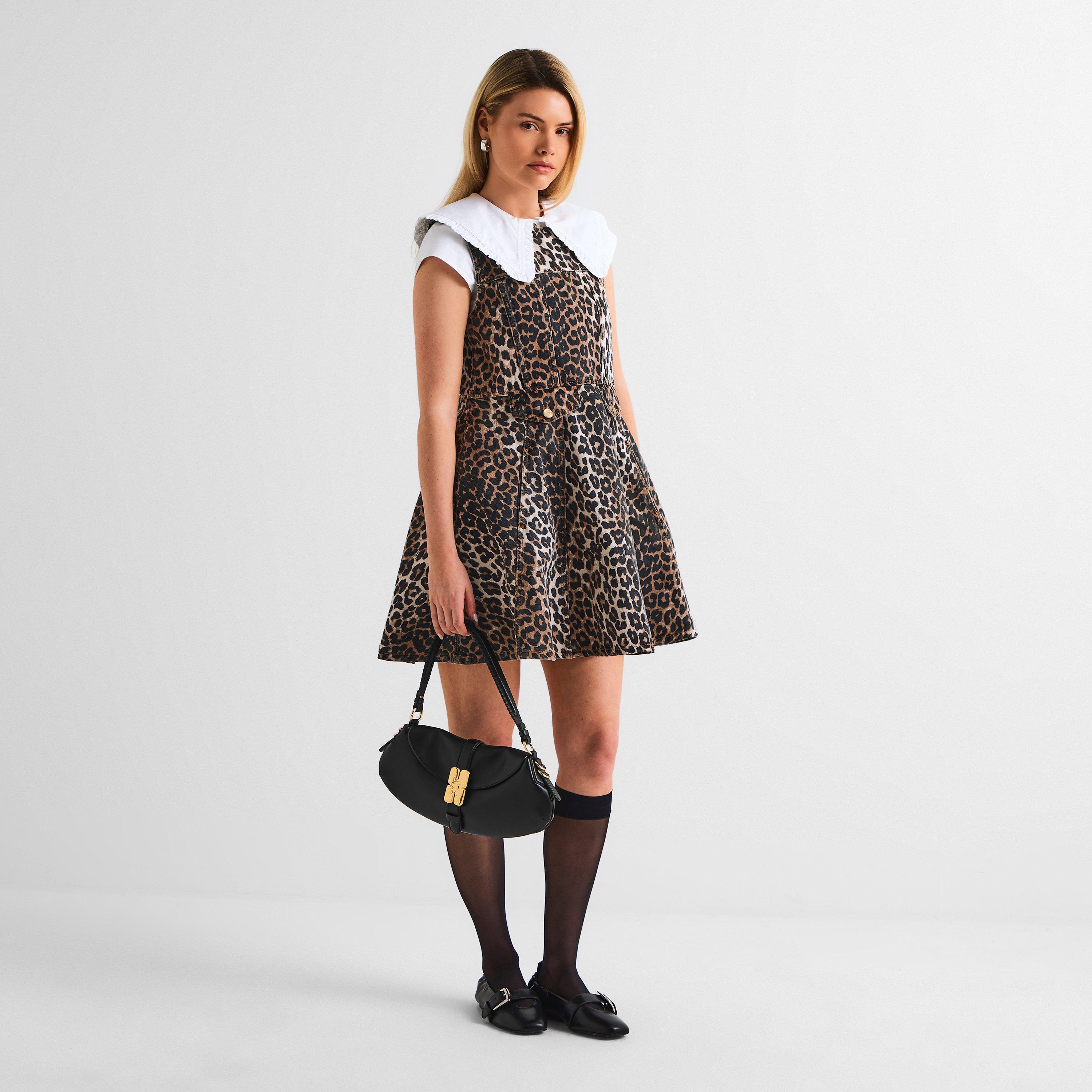 Almond Milk - Ganni - Women's Printed Denim Mini Dress - 6