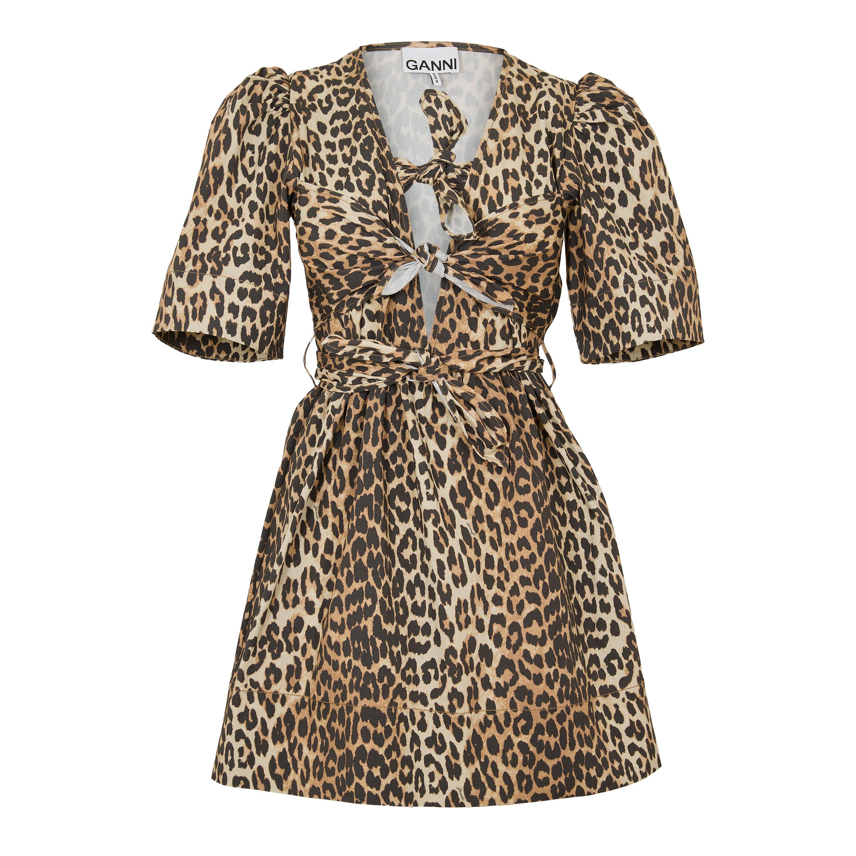 Ganni Women's Printed Mini Dress - Leopard - Size 10 (36)
