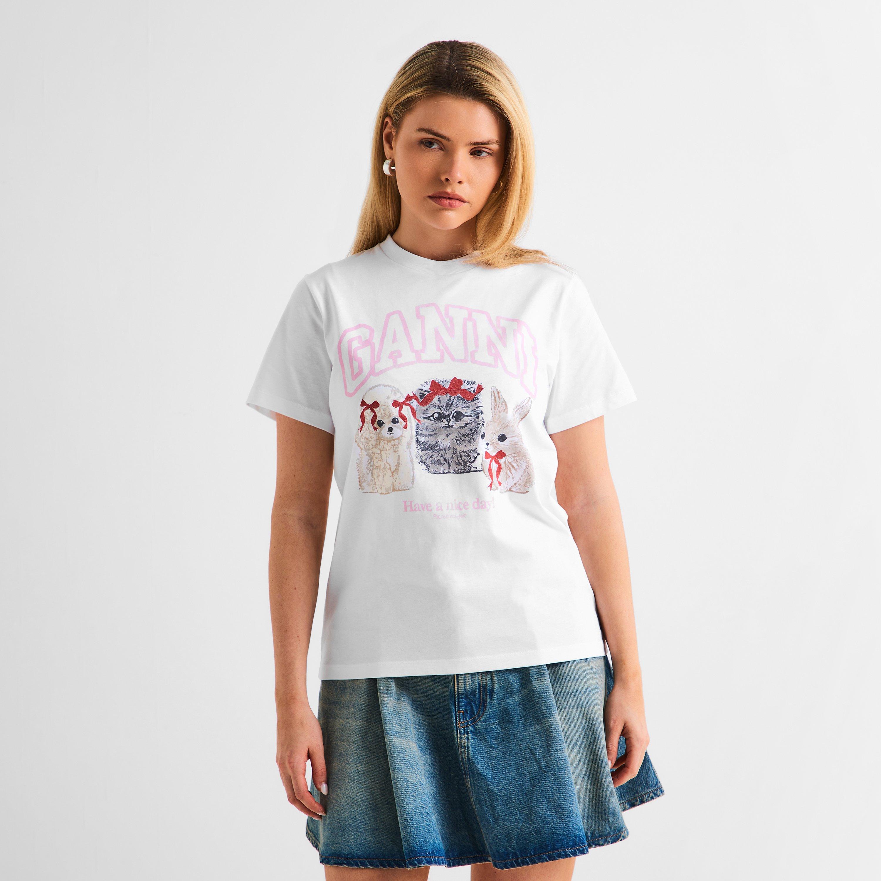 Bright White - Ganni - Women's Jersey Animal T-Shirt - 3