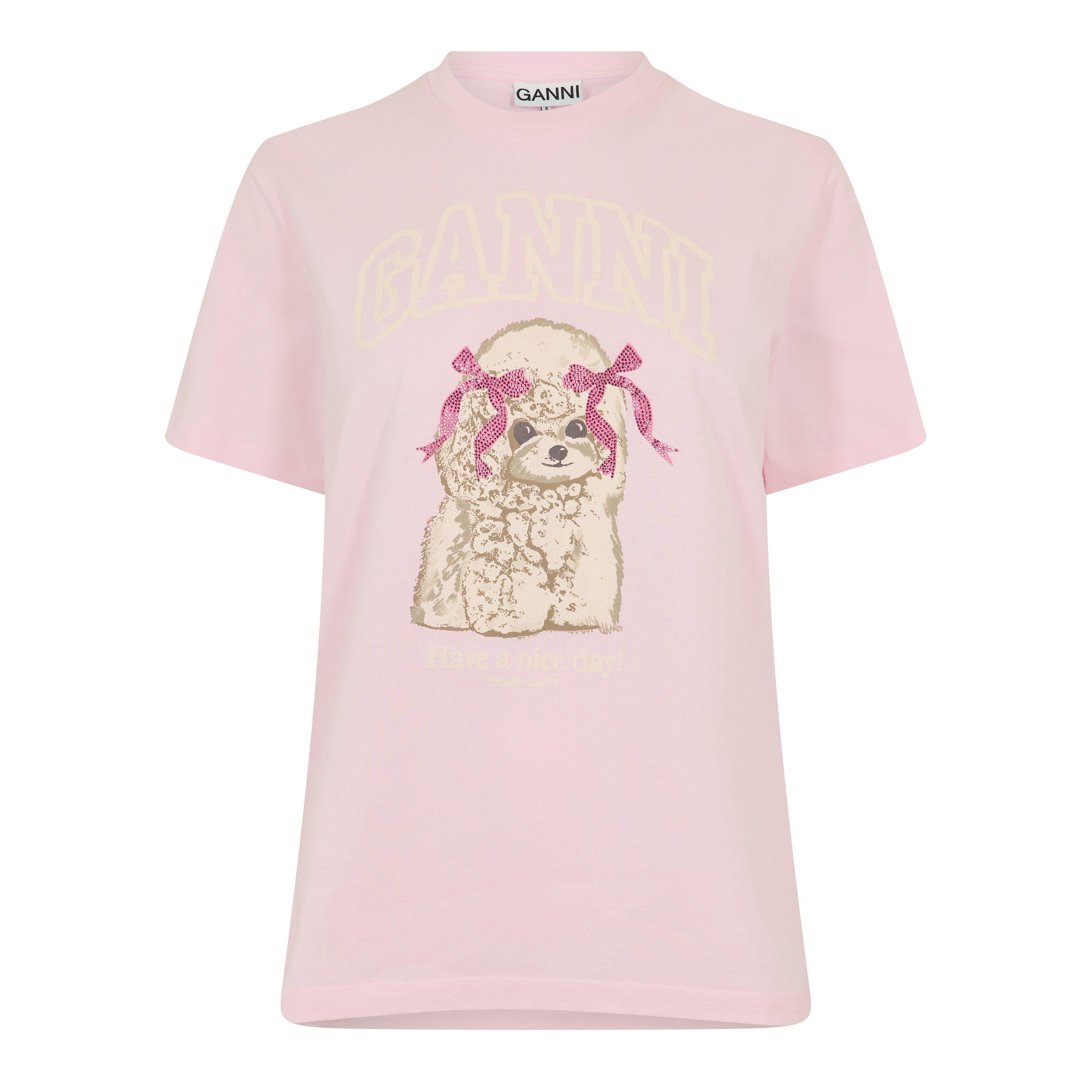 Ganni Women's Basic Jersey T-Shirt - Chalk Pink - Size 12 (38)