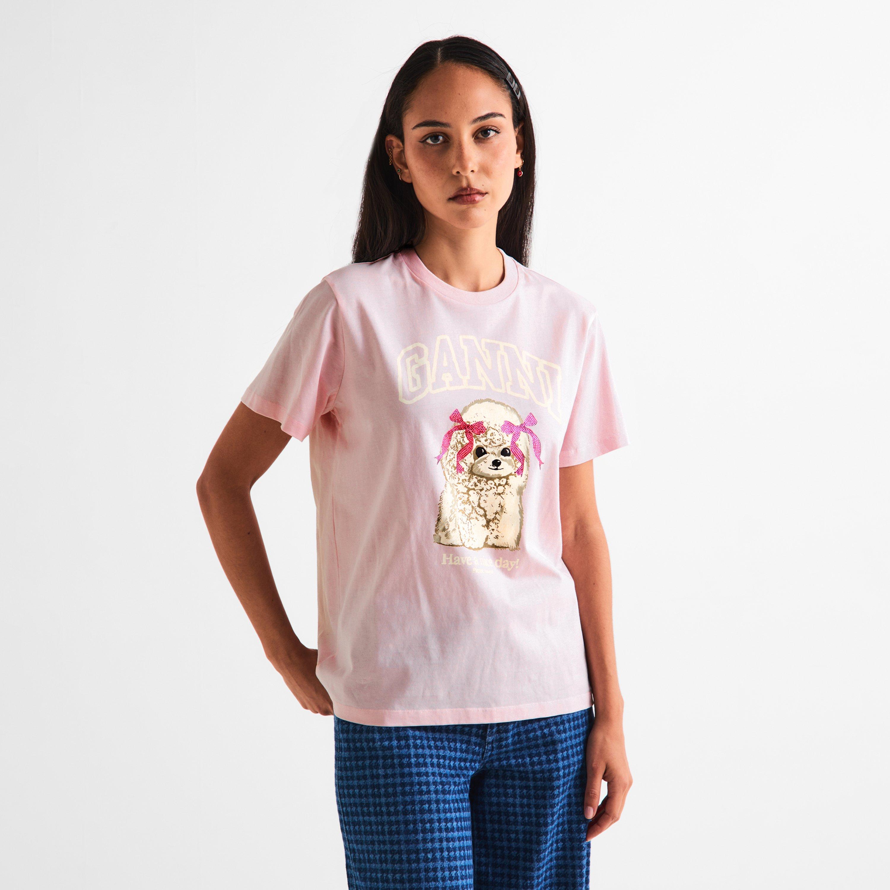 Chalk Pink - Ganni - Women's Basic Jersey T-Shirt - 3
