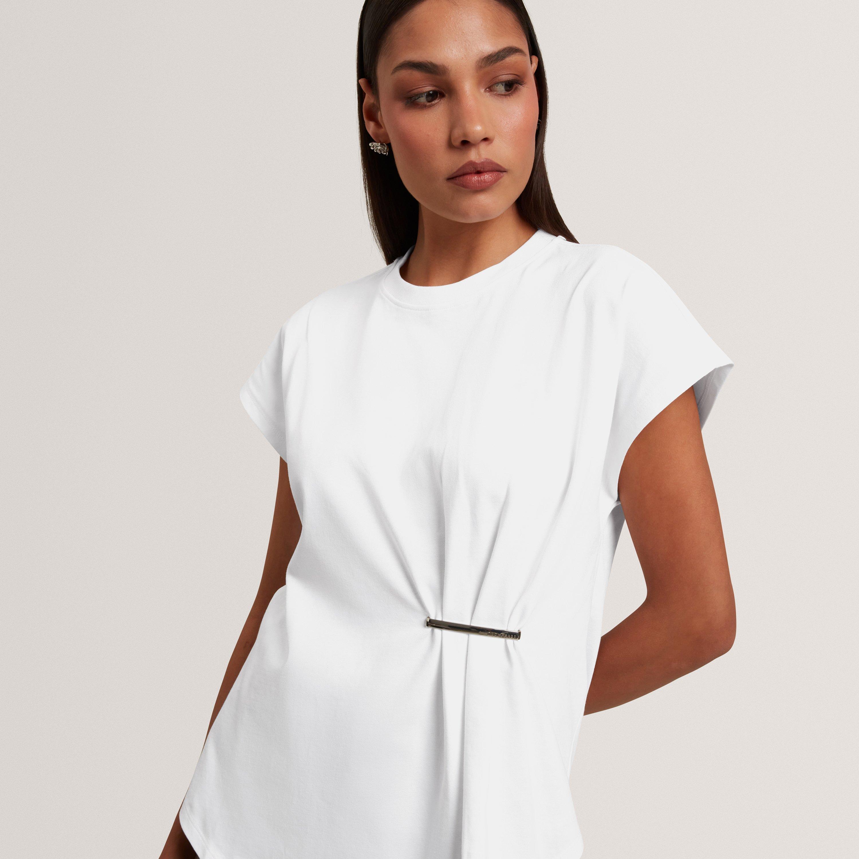 WHITE - Ted Baker - Women's Metal Trim T-Shirt - 4