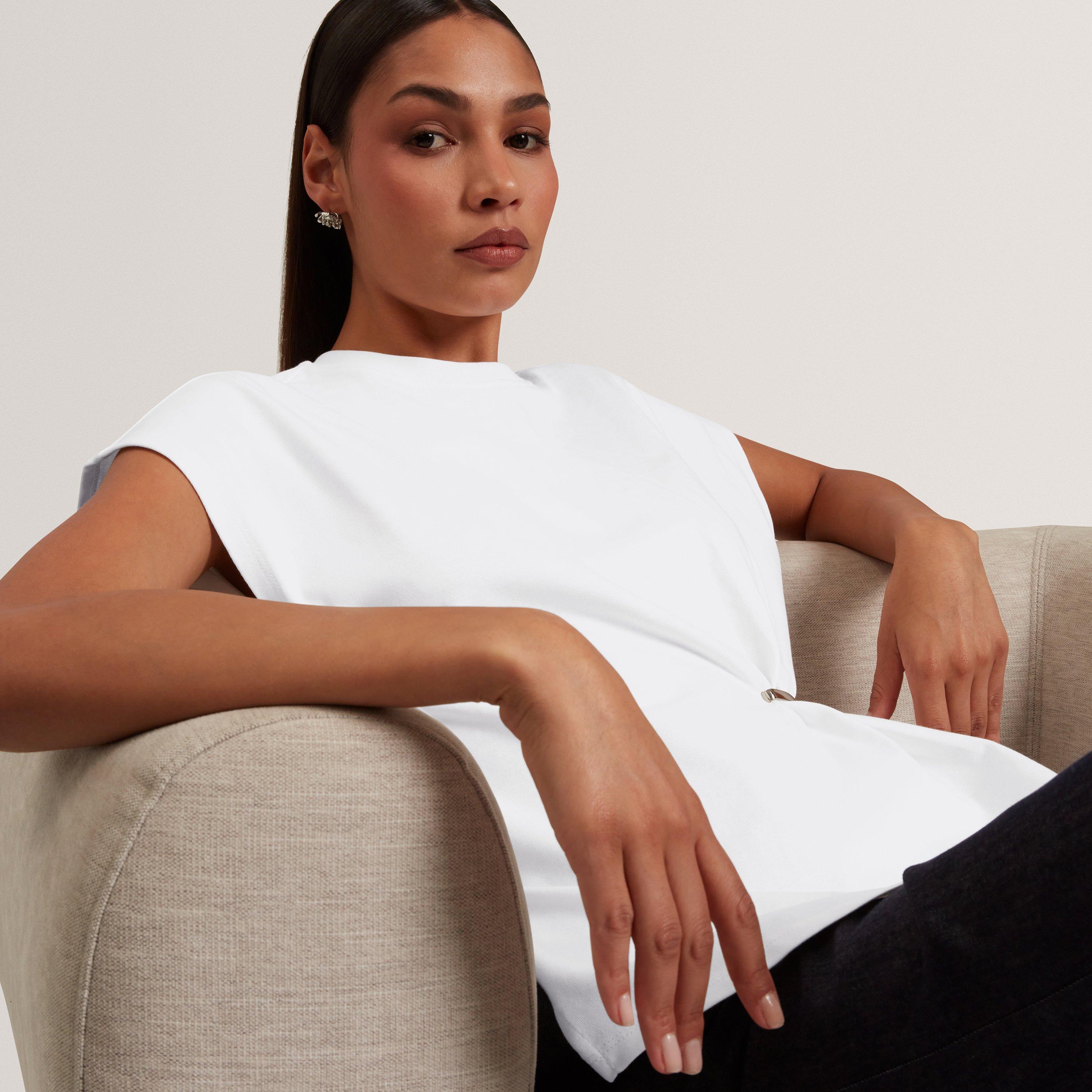 WHITE - Ted Baker - Women's Metal Trim T-Shirt - 5