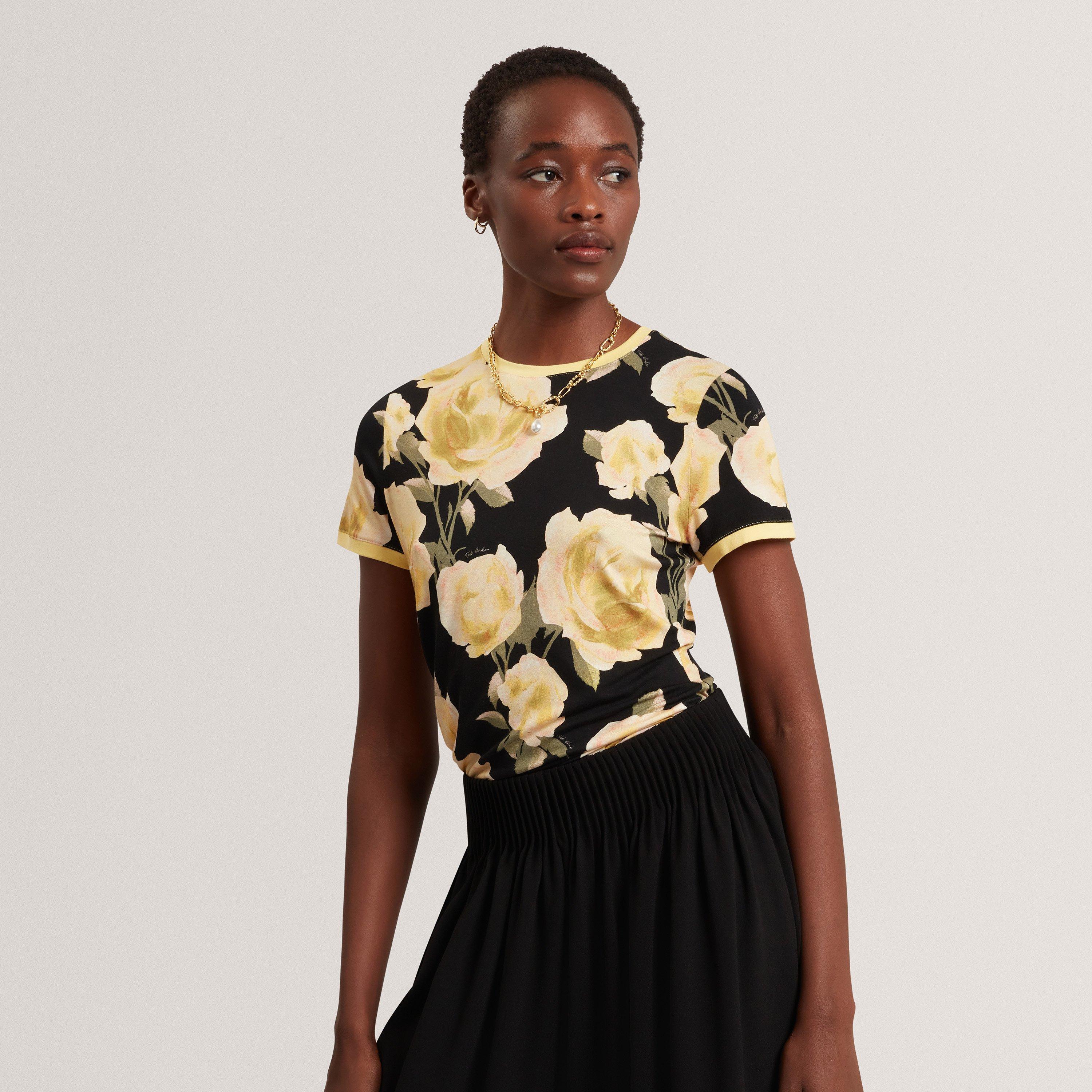 ZWART - Ted Baker - Women's Floral Print T-Shirt - 3