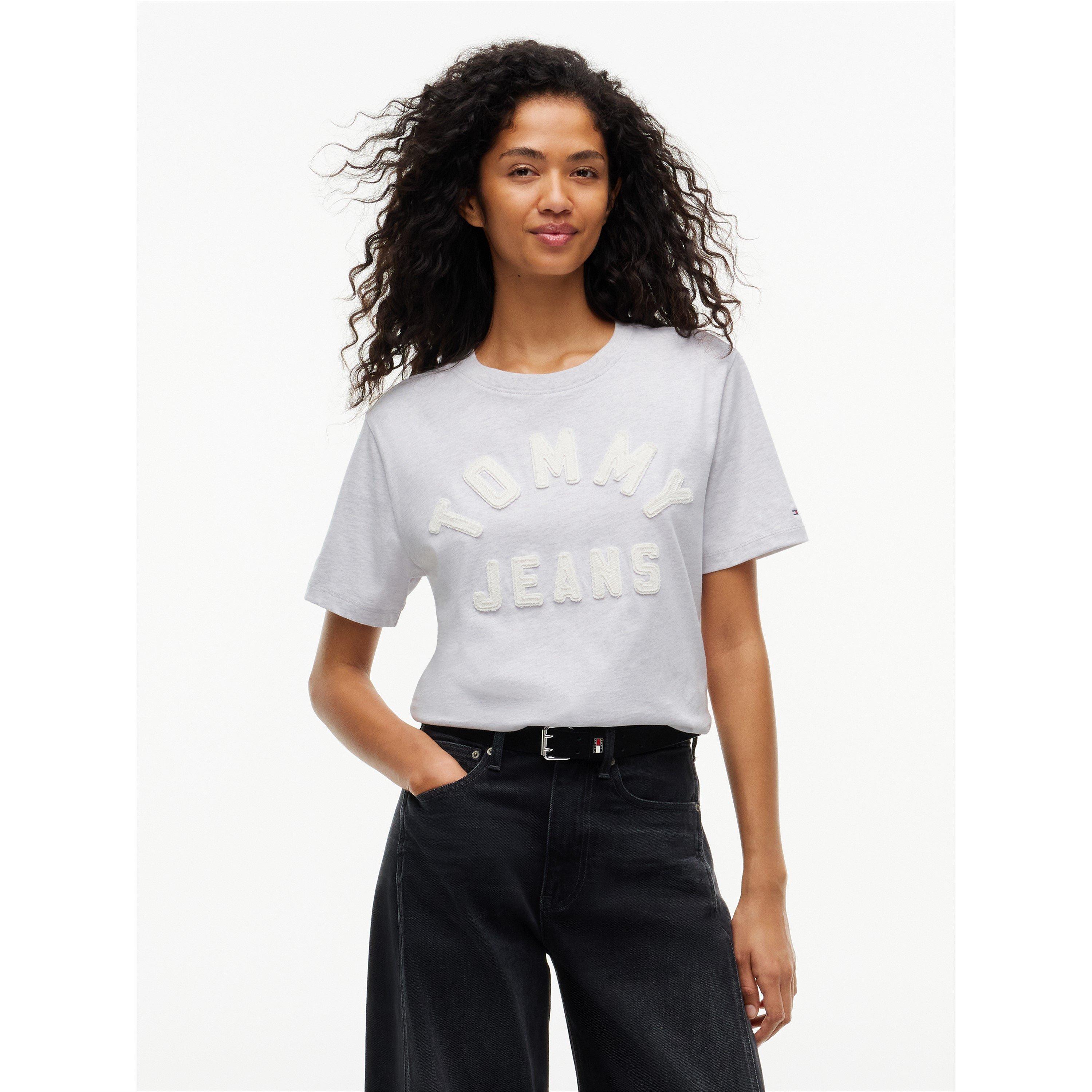IJsgrijs Hthr - Tommy Jeans - Women's Arch Cotton Crew-Neck Short-Sleeve T-Shirt - 2