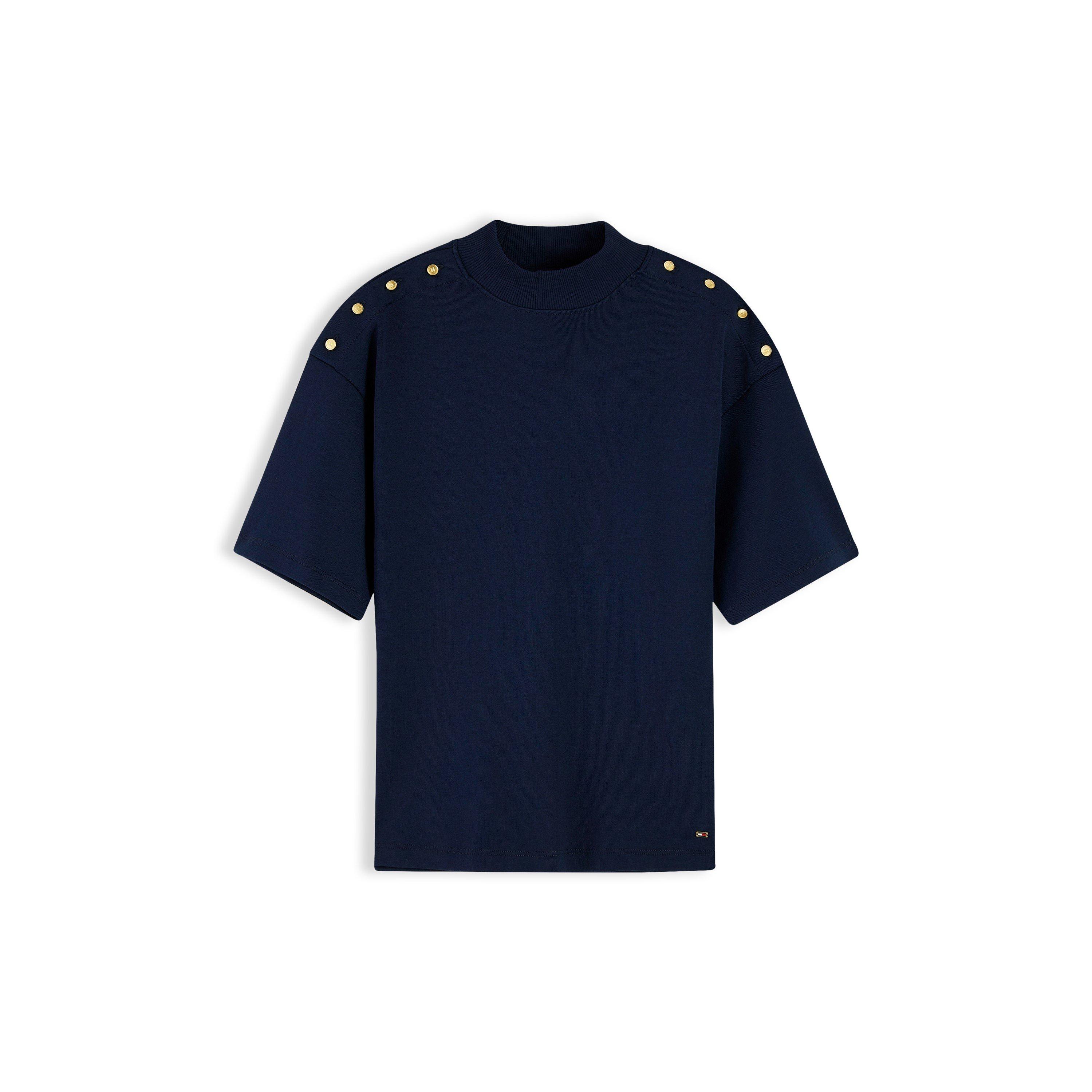 Tommy Hilfiger Women's Tommy Gld Btn Hn Tee Ld64 - Dark Blue - 14 (L)