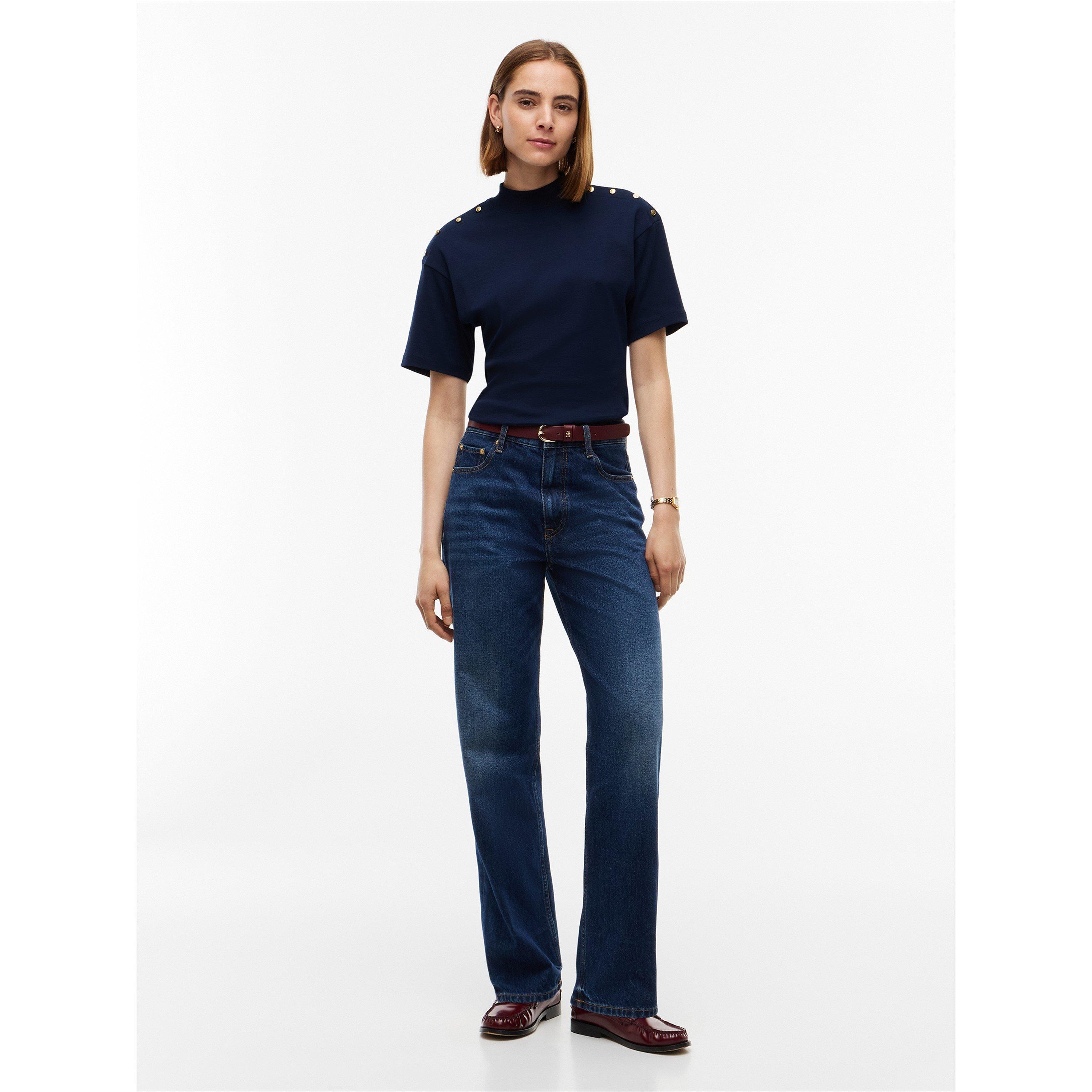 Dark Blue - Tommy Hilfiger - Tommy Gld Btn HN Tee Ld64 - 2