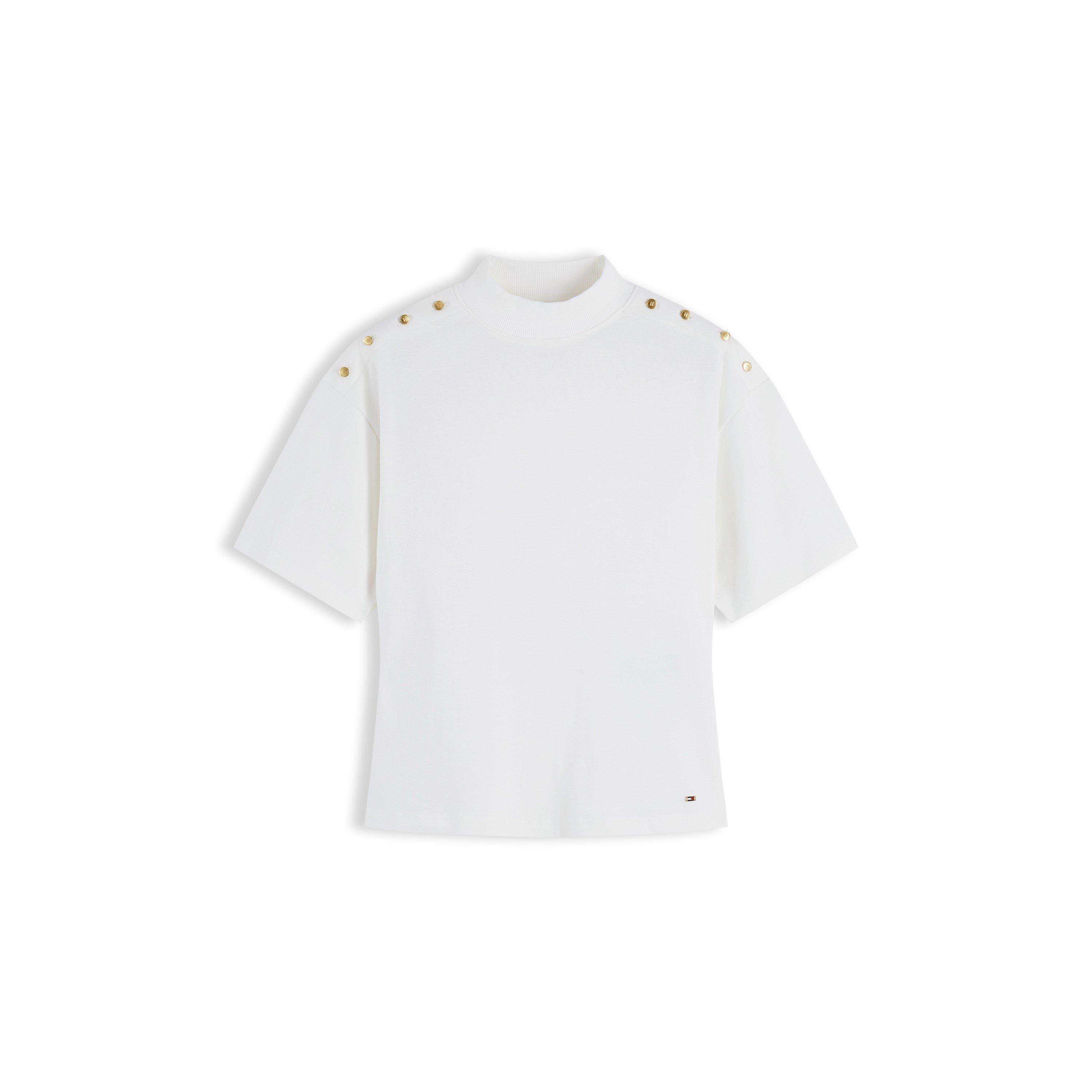 Ecru - Tommy Hilfiger - Tommy Gld Btn HN Tee Ld64 - 1