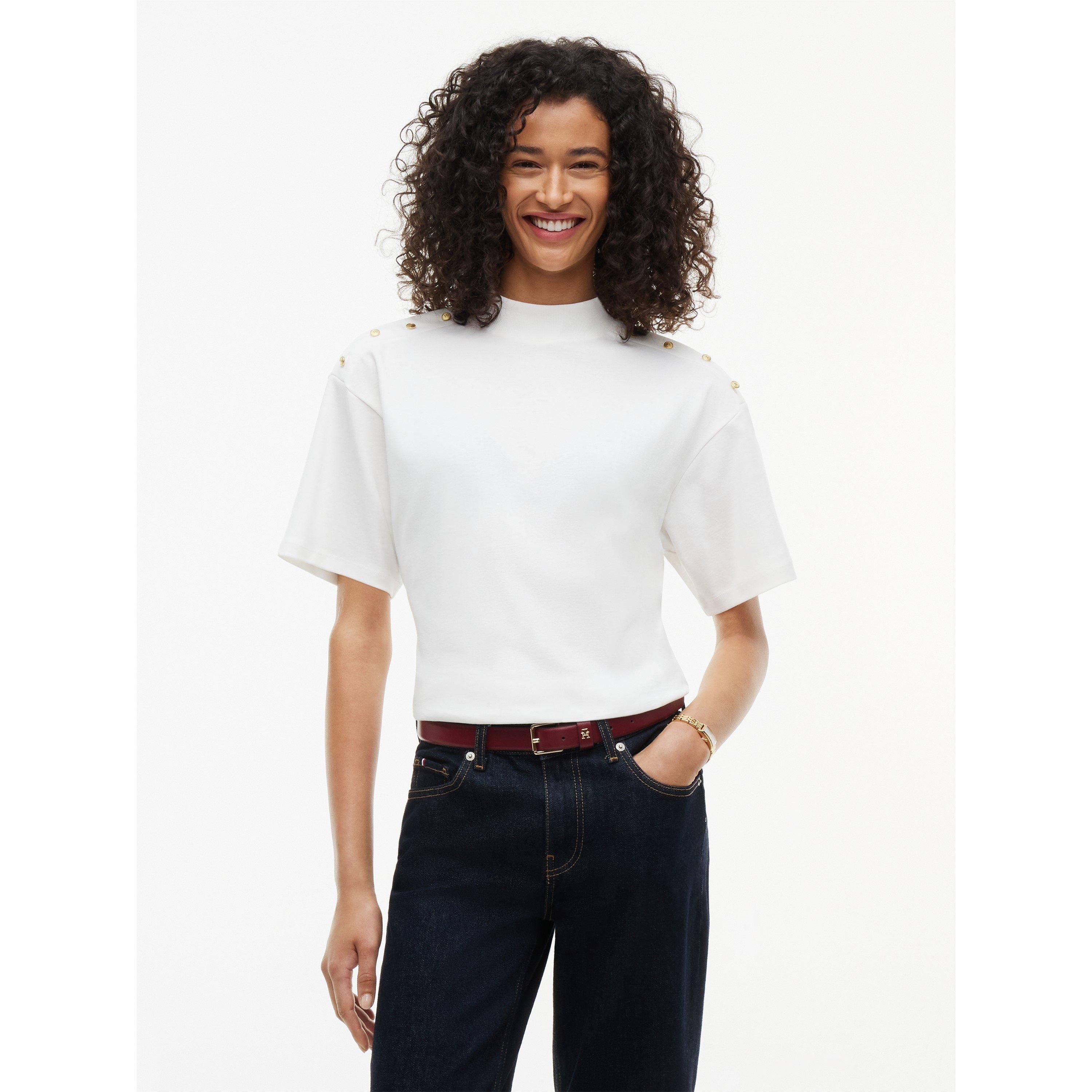 Ecru - Tommy Hilfiger - Tommy Gld Btn HN Tee Ld64 - 3
