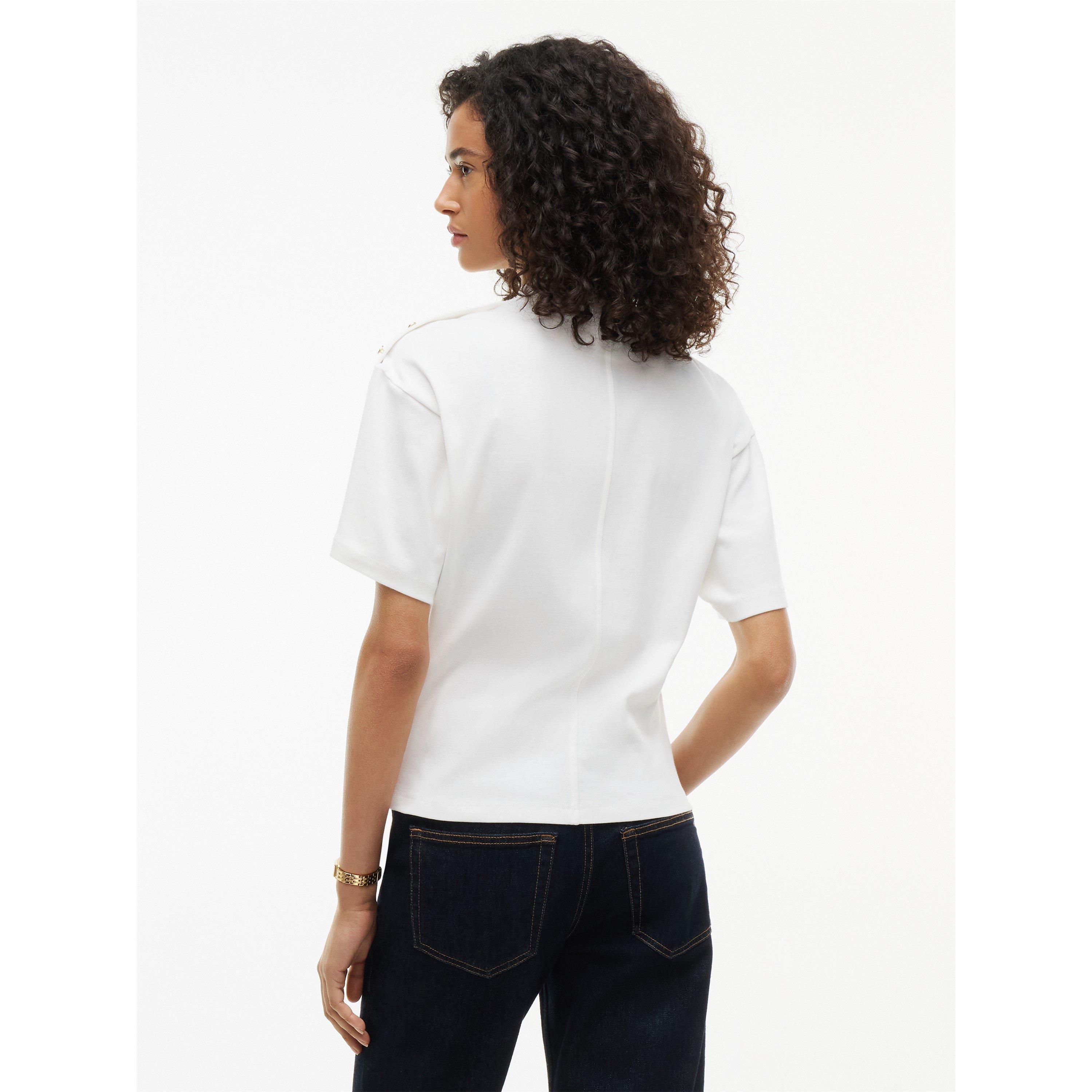 Ecru - Tommy Hilfiger - Tommy Gld Btn HN Tee Ld64 - 5