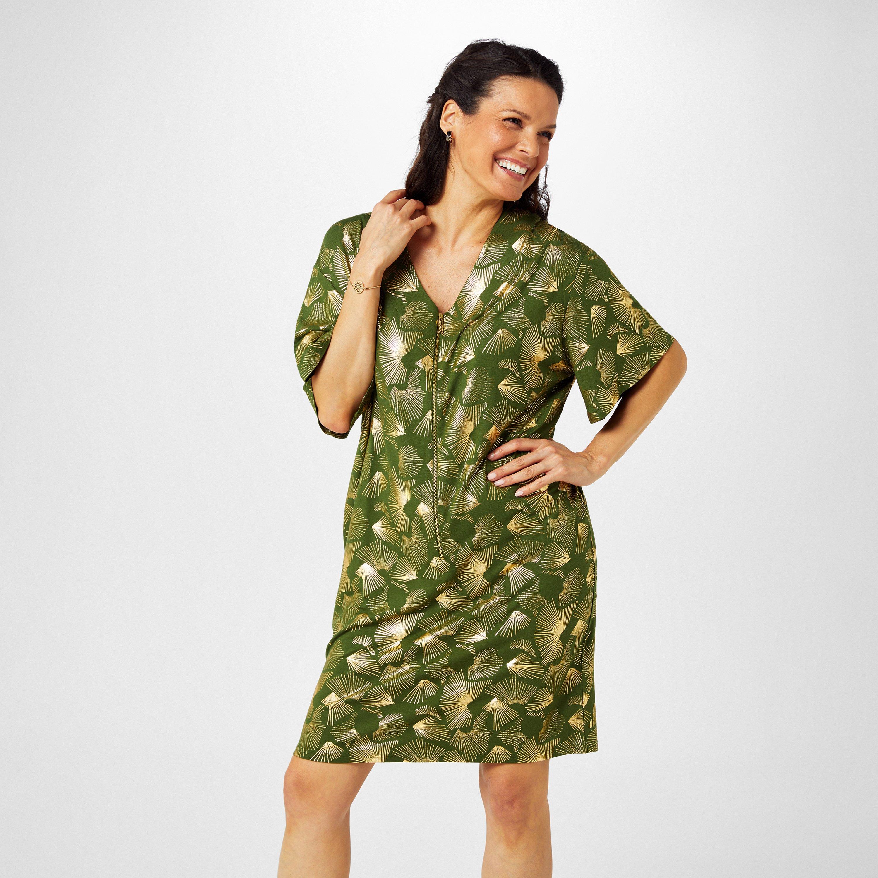 Khaki Folie - Biba - Biba Zip Front Jersey Dress - 3