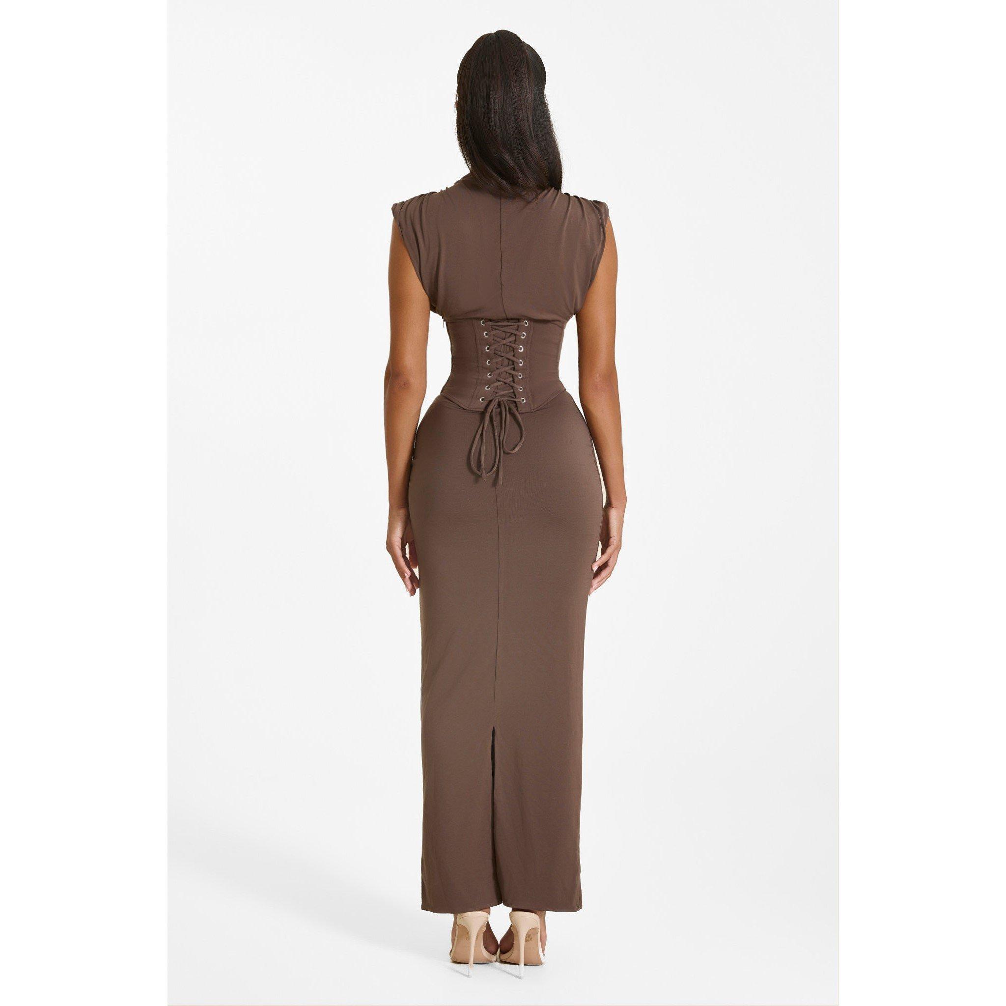 Chocolate - Mars The Label - Women's Sandra Maxi Long Dress - 3