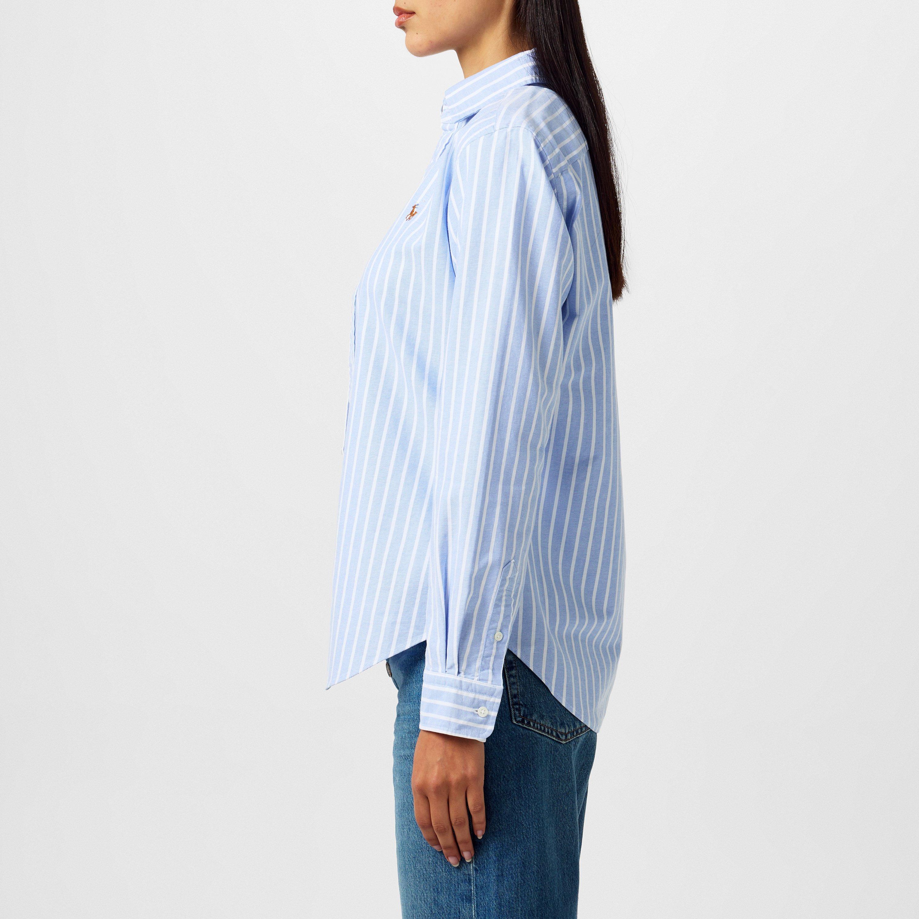 Harbor/White - Polo Ralph Lauren - Women's Charlotte Stripe Long Sleeve Oxford Shirt - 2