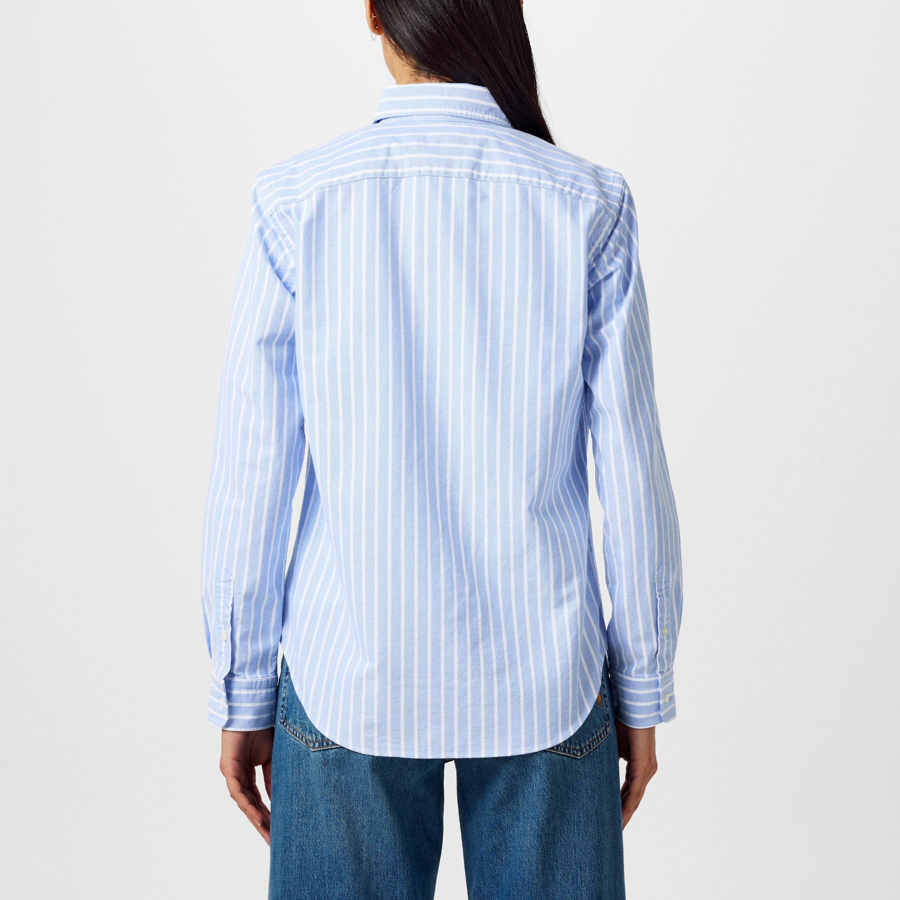 Harbor/White - Polo Ralph Lauren - Women's Charlotte Stripe Long Sleeve Oxford Shirt - 3