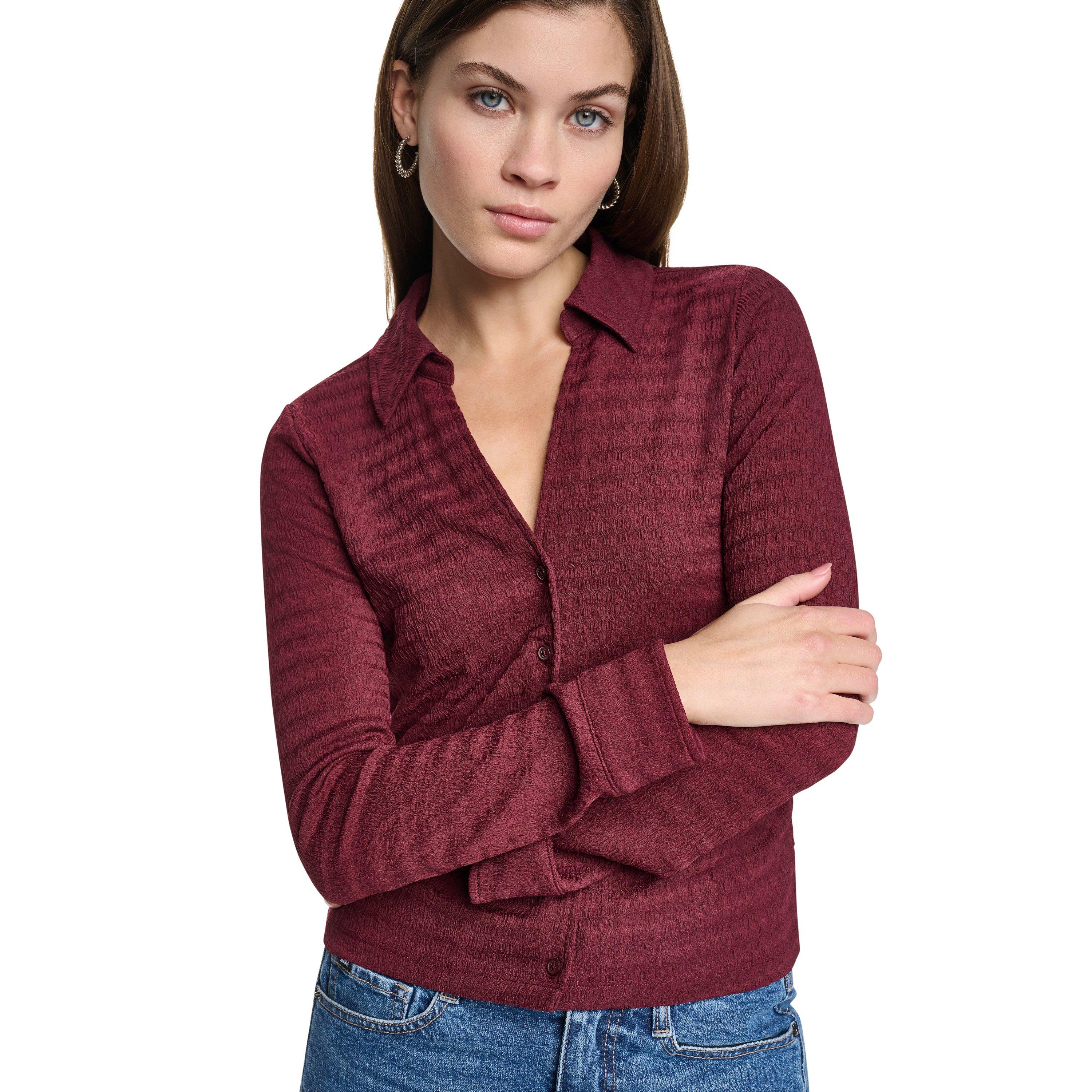 Claret - DKNY - DKNY Ripple Lace Side Ruched Shirt - 6