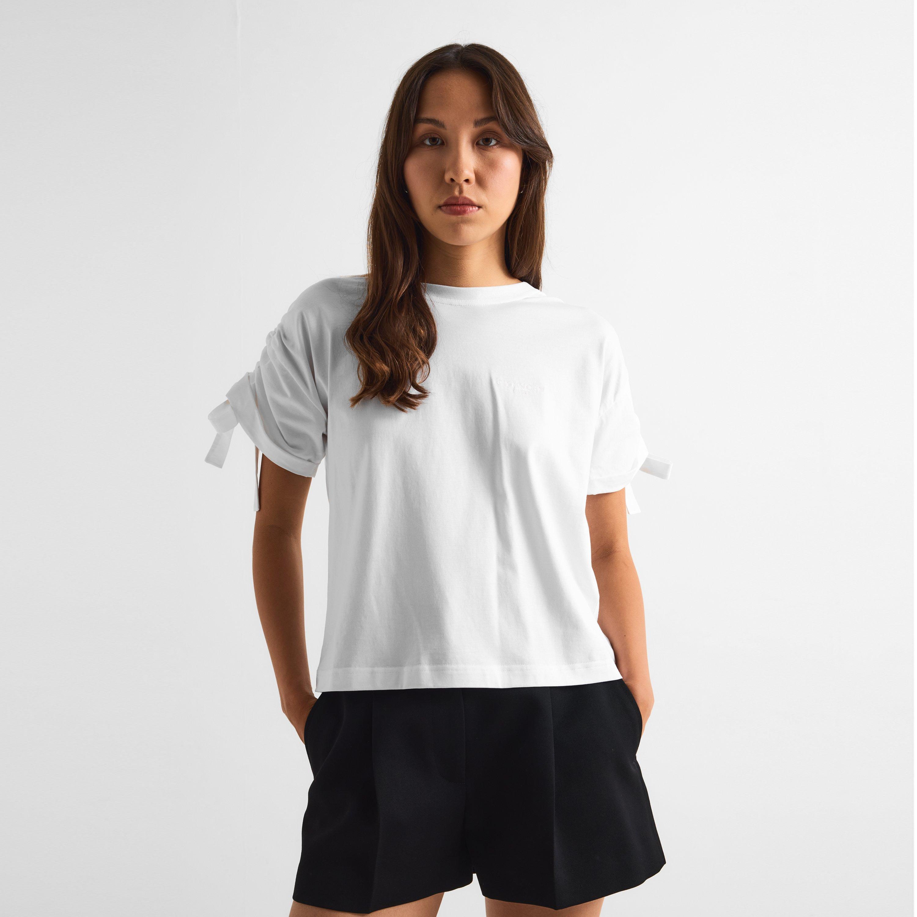 White - GIVENCHY - GIV Bow T-Shirt Ld64 - 3
