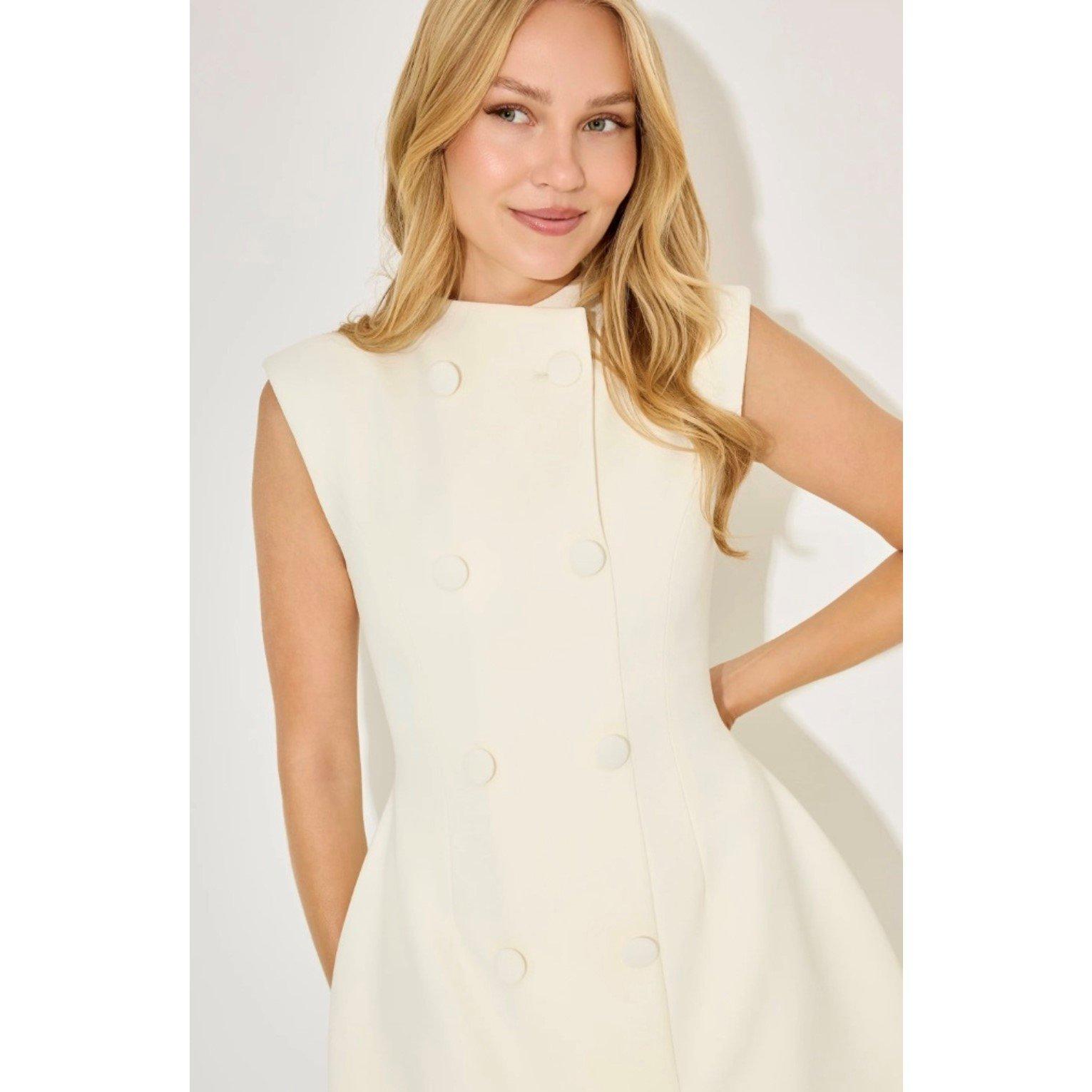 Ecru - Odd Muse - Womens Blazer Dress - 2