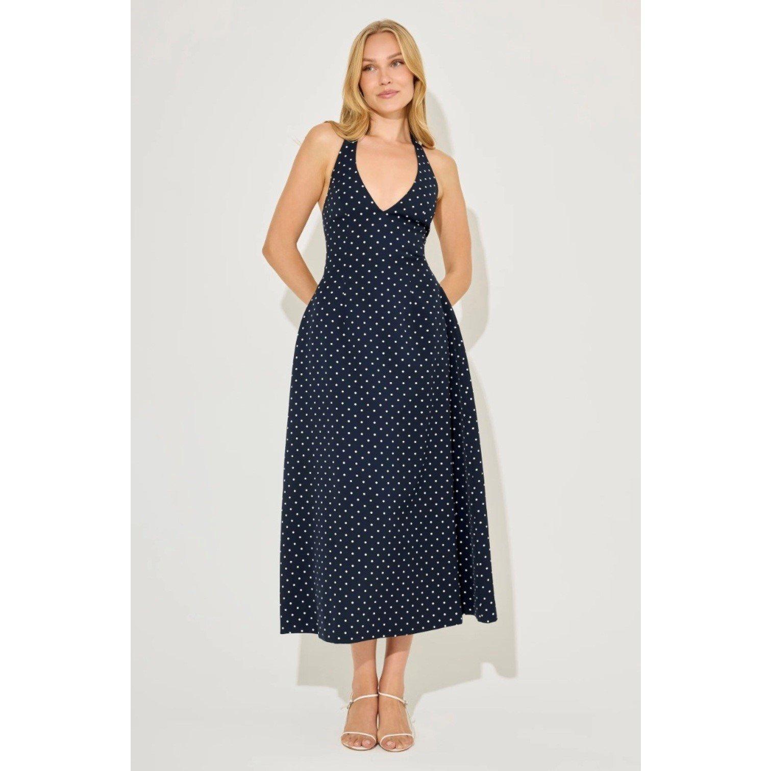 Polka Dot Nvy - Odd Muse - Womens Maxi Dress - 1