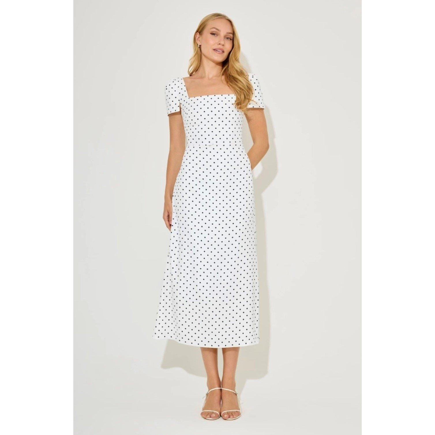 Wht Polka Dot - Odd Muse - Womens Long Maxi Dress - 1