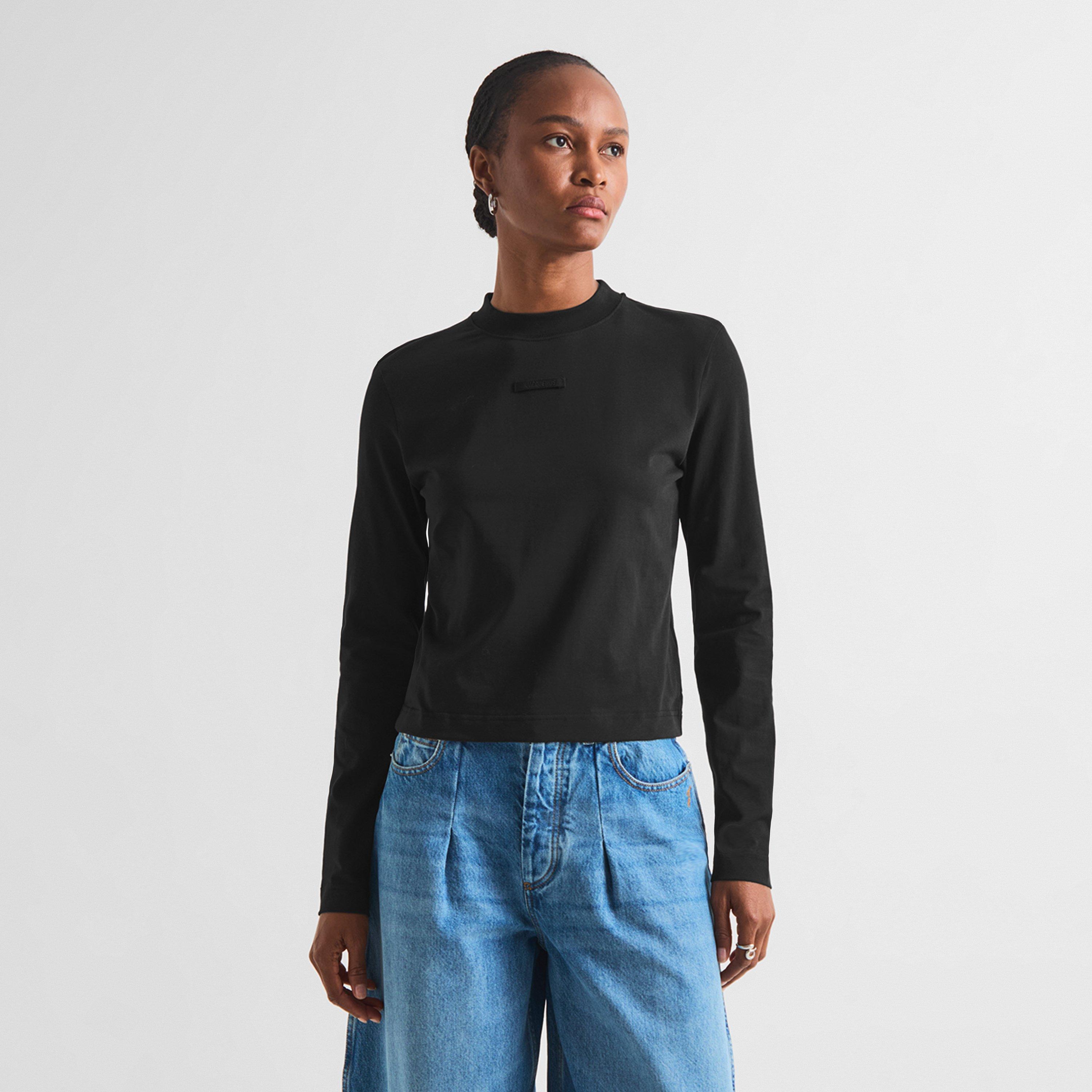 Black - Jacquemus - Women's Le Tshirt Gros ML Long Sleeve Plain Shirt - 3